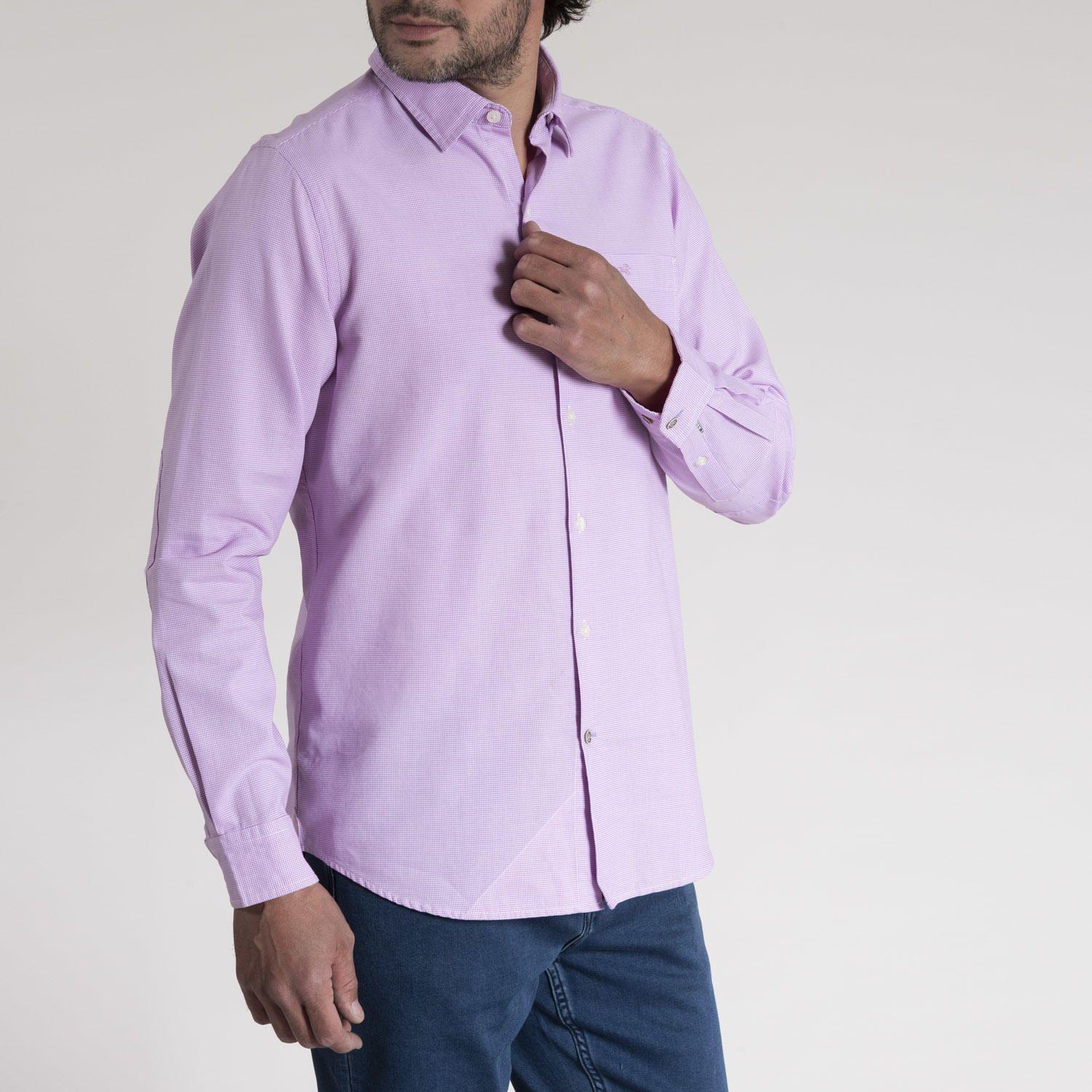 Camisa Masculino Mini Square Algodón Organico Rosa-1