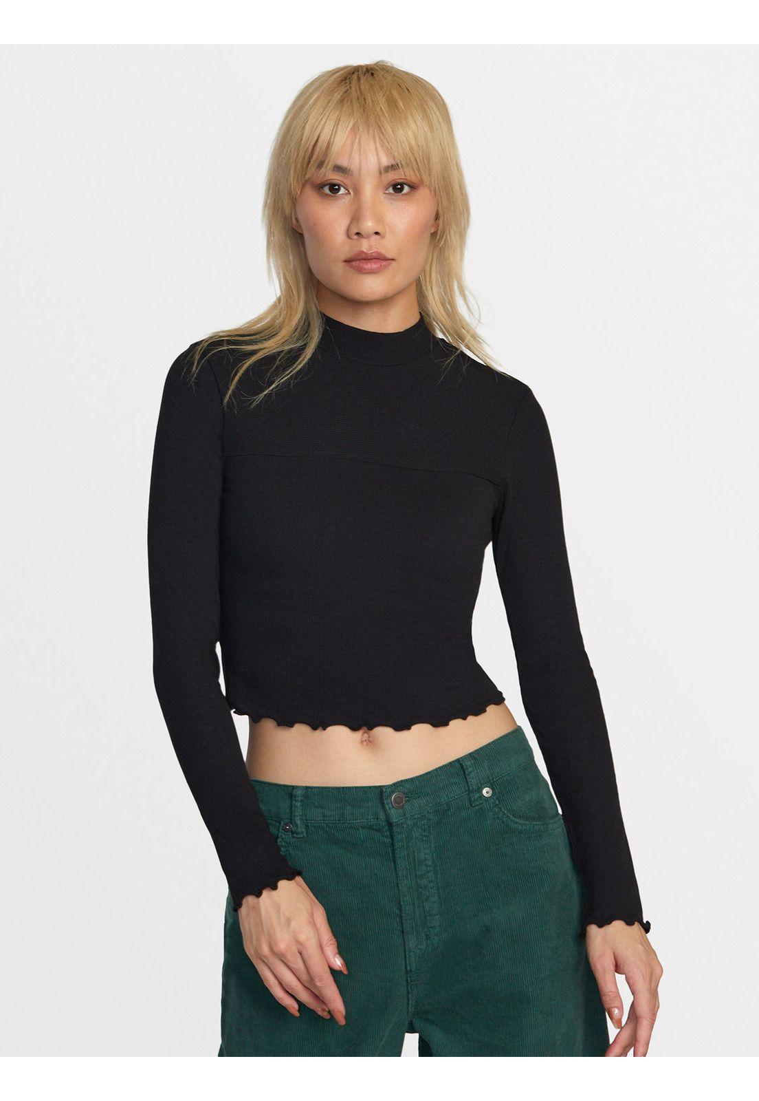 Polera Manga Larga Mujer Saved Long Sleeve Negra-1