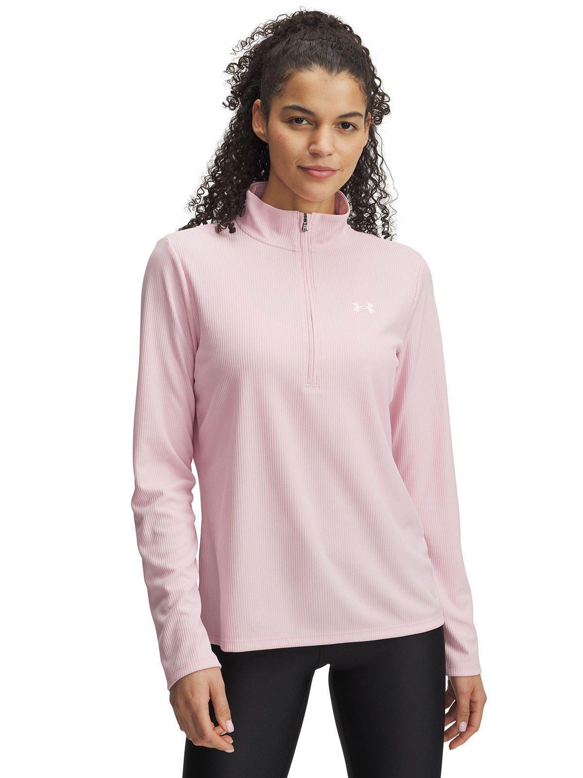 Polerón UA Tech Rib ½ Cierre Mujer Rosa-0