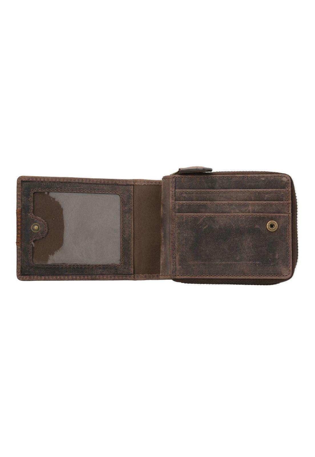 Billetera Cuero Unisex Ziparound Triple Café-2