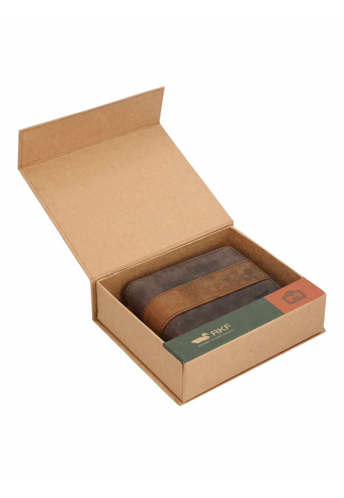 Billetera Cuero Unisex Ziparound Triple Café-4