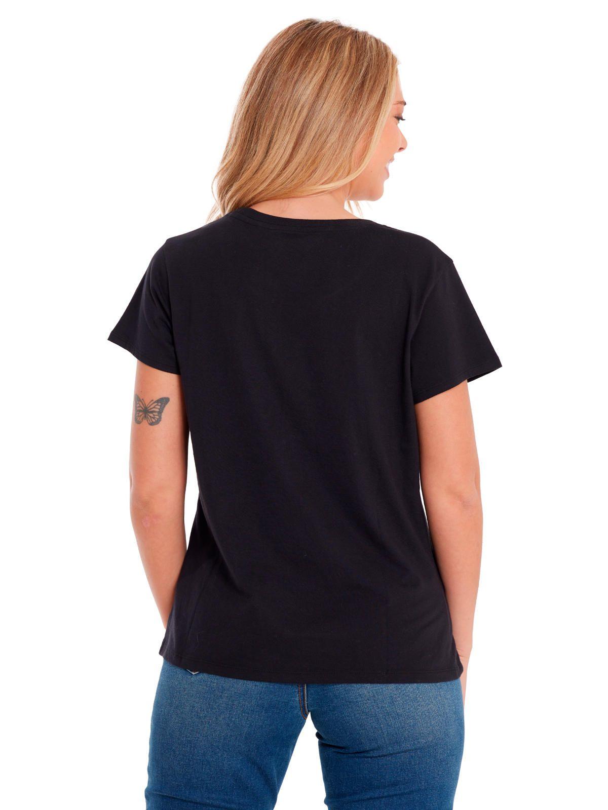 Polera Manga Corta Mujer Metallic Cat LogoNegro-3