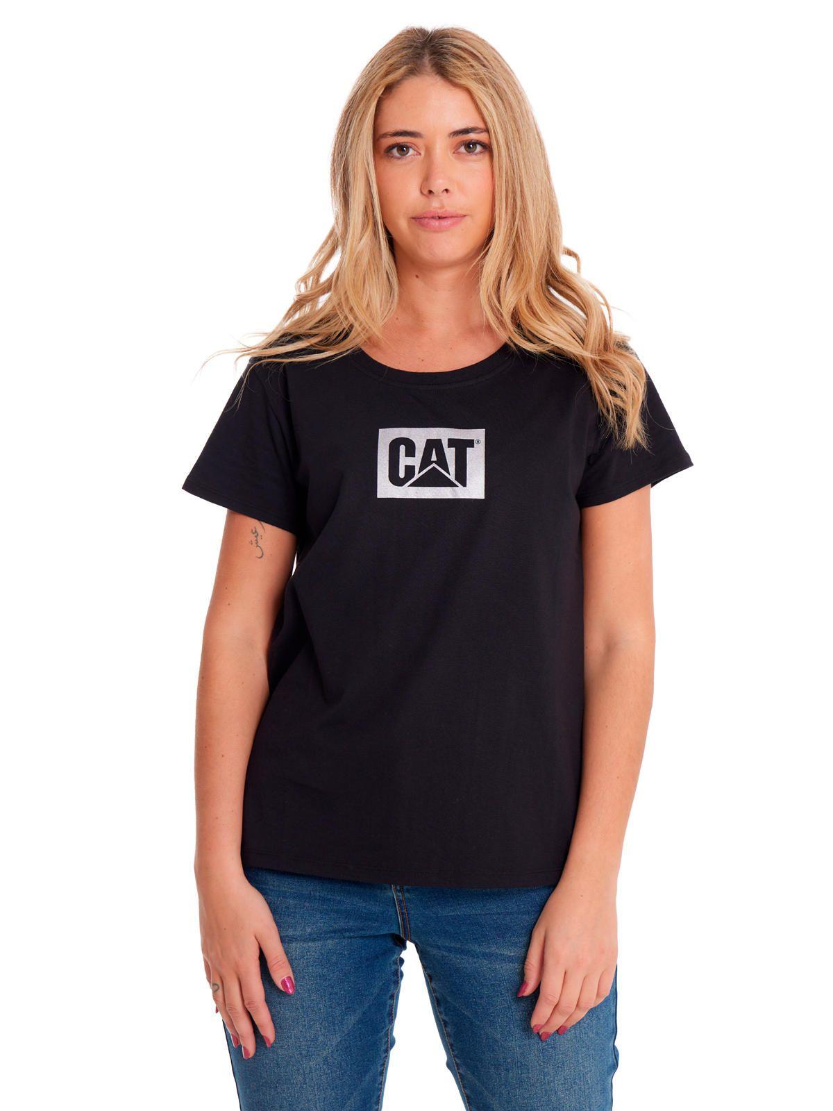 Polera Manga Corta Mujer Metallic Cat LogoNegro-4