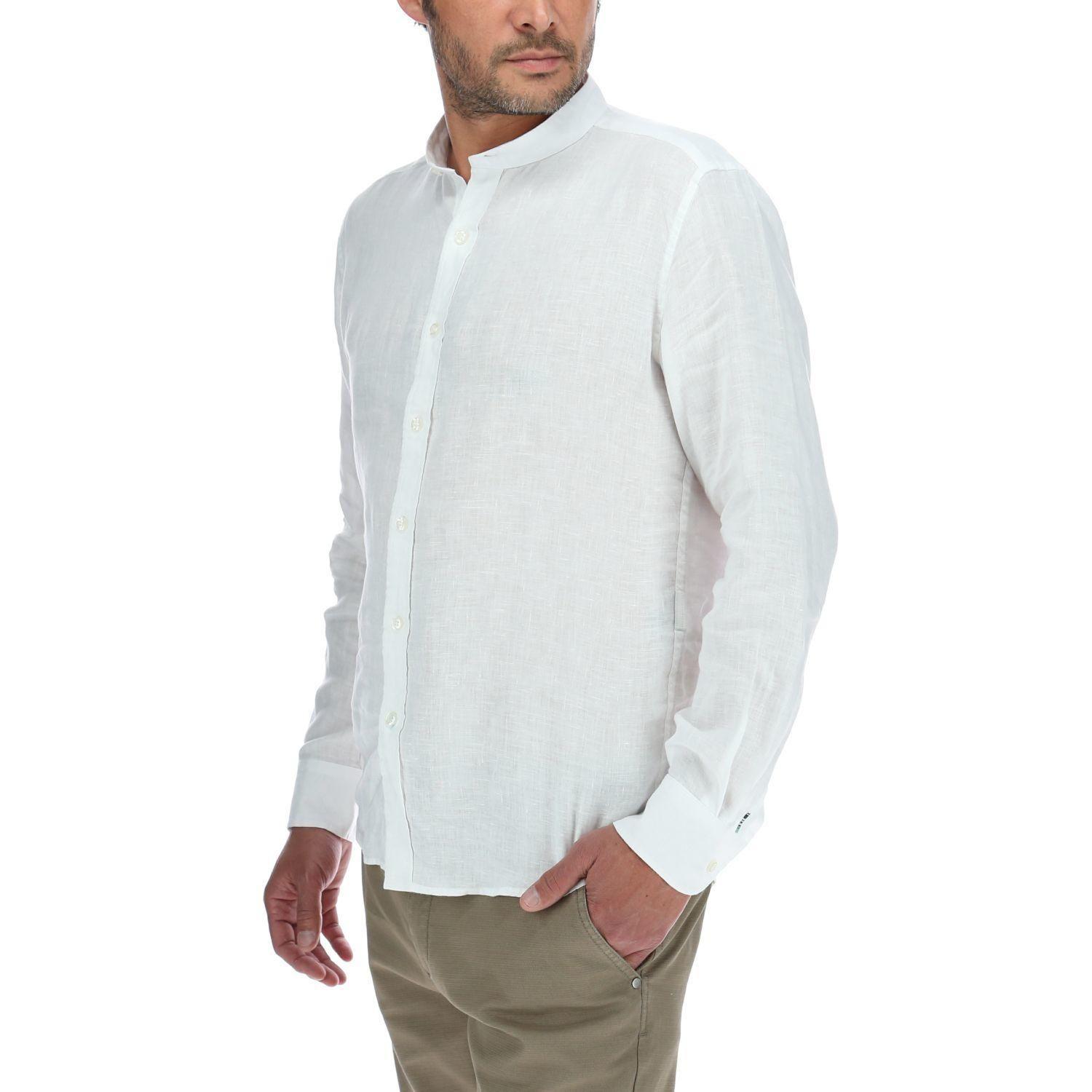 Camisa Lino Hombre Mao Blanco Rockford-1