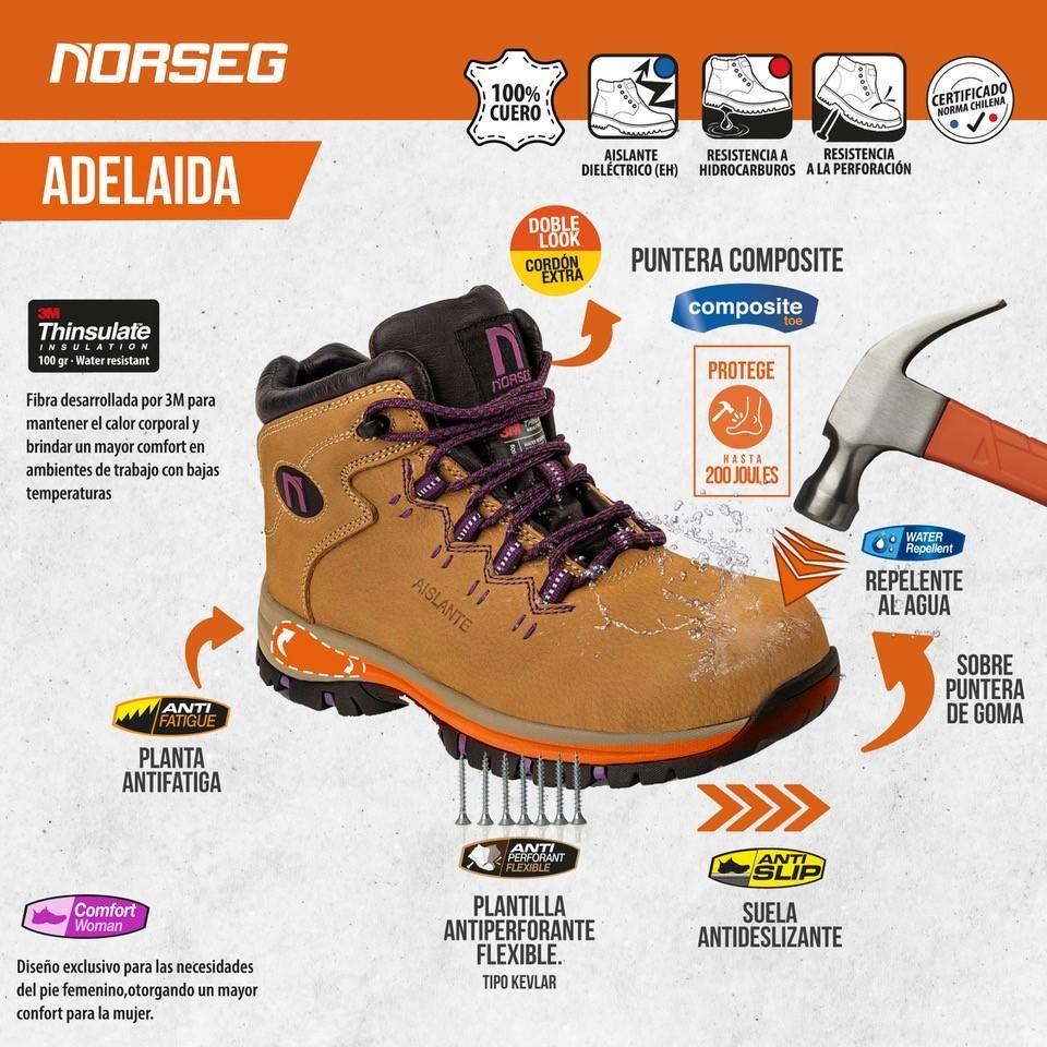 Zapato de Seguridad Adelaida Beige Morado Mujer-2