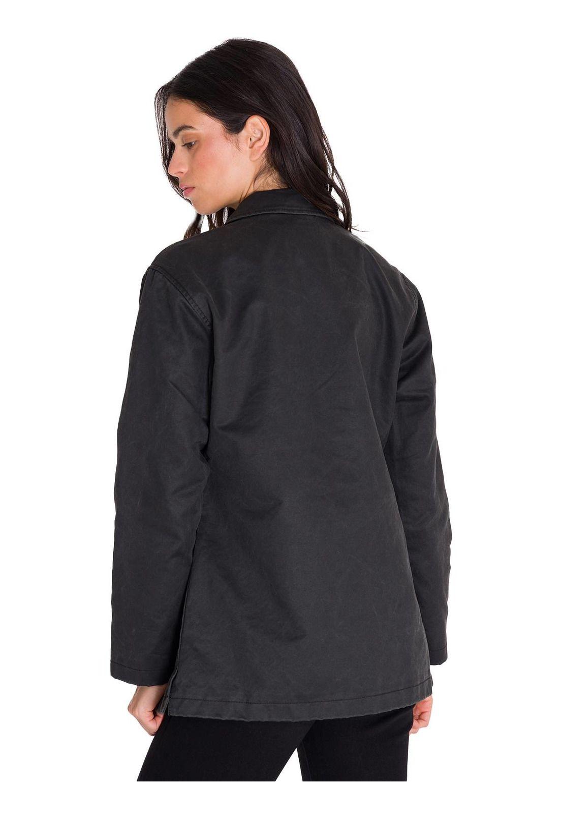 Blazer Waxed Twill Relaxed Chore Mujer Negro-3
