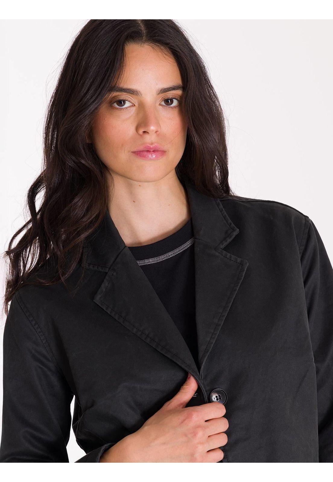 Blazer Waxed Twill Relaxed Chore Mujer Negro-4