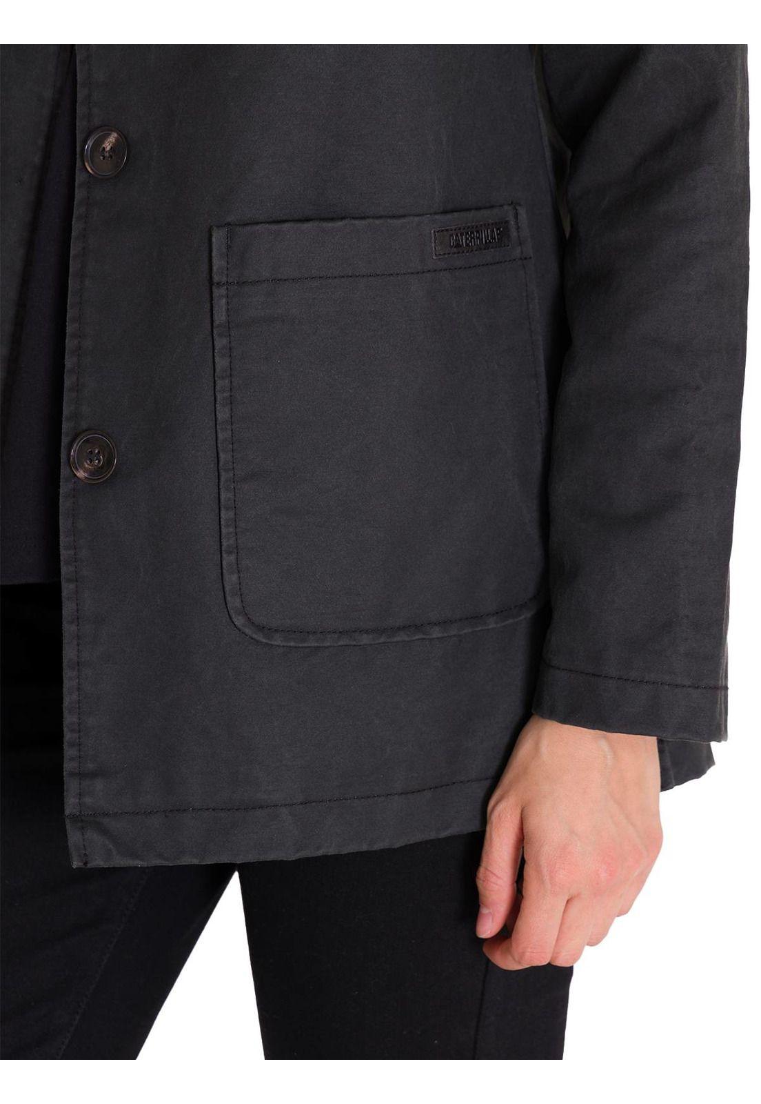 Blazer Waxed Twill Relaxed Chore Mujer Negro-5