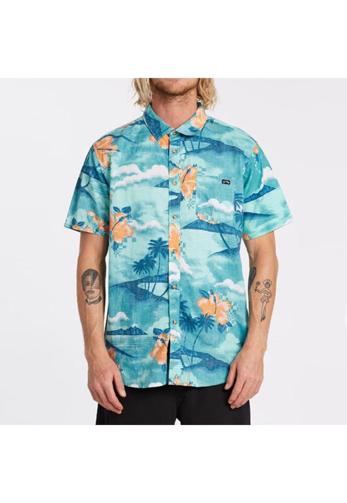 Camisa M/C  Sundays Floral Ss Turquesa Hombre-0