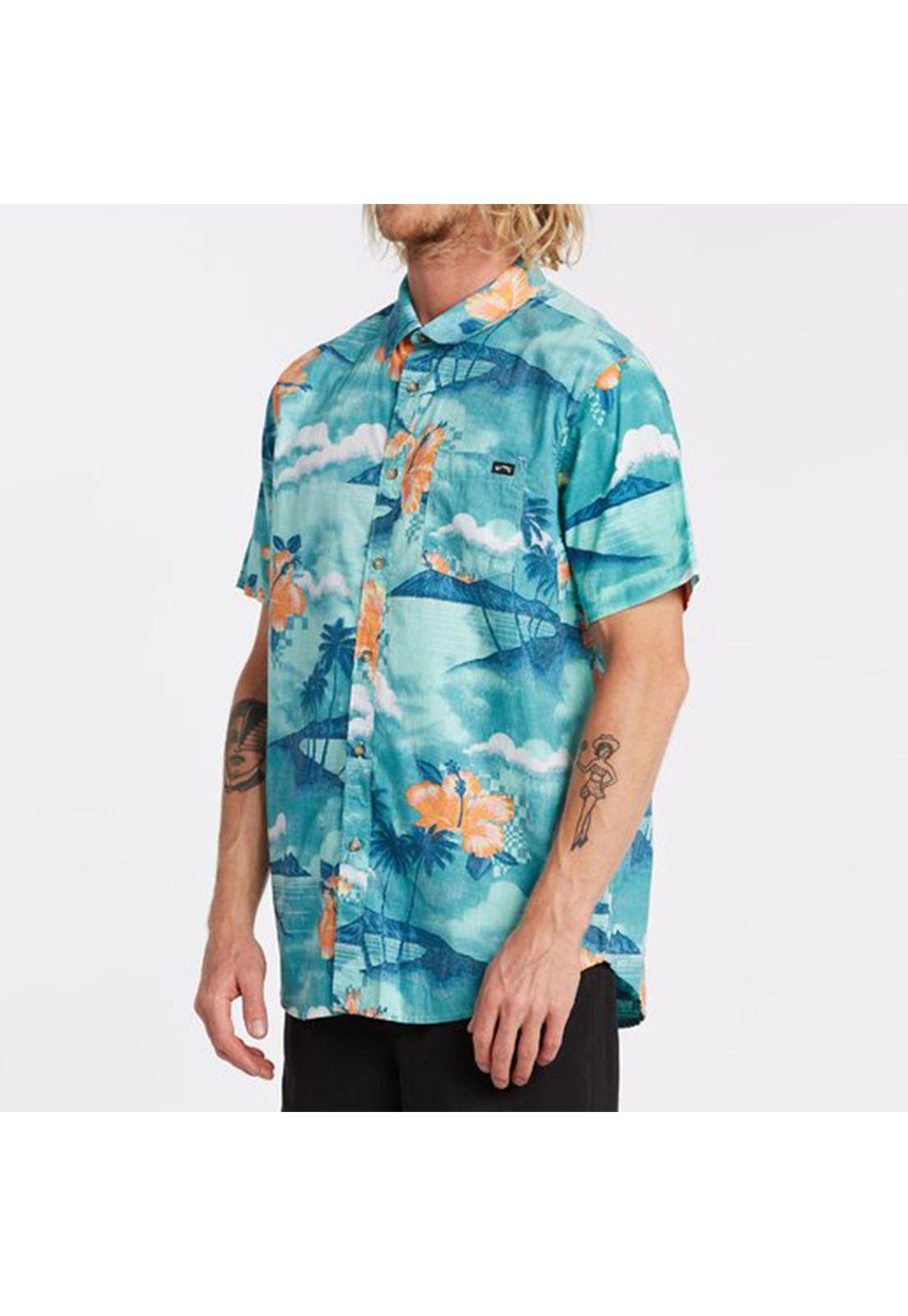 Camisa M/C  Sundays Floral Ss Turquesa Hombre-1
