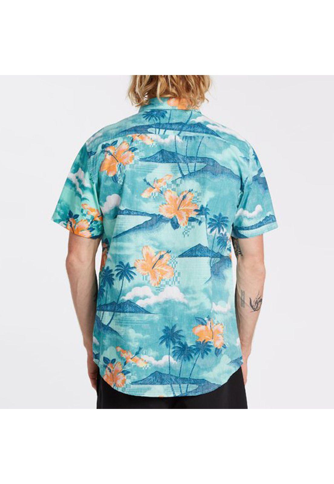Camisa M/C  Sundays Floral Ss Turquesa Hombre-2
