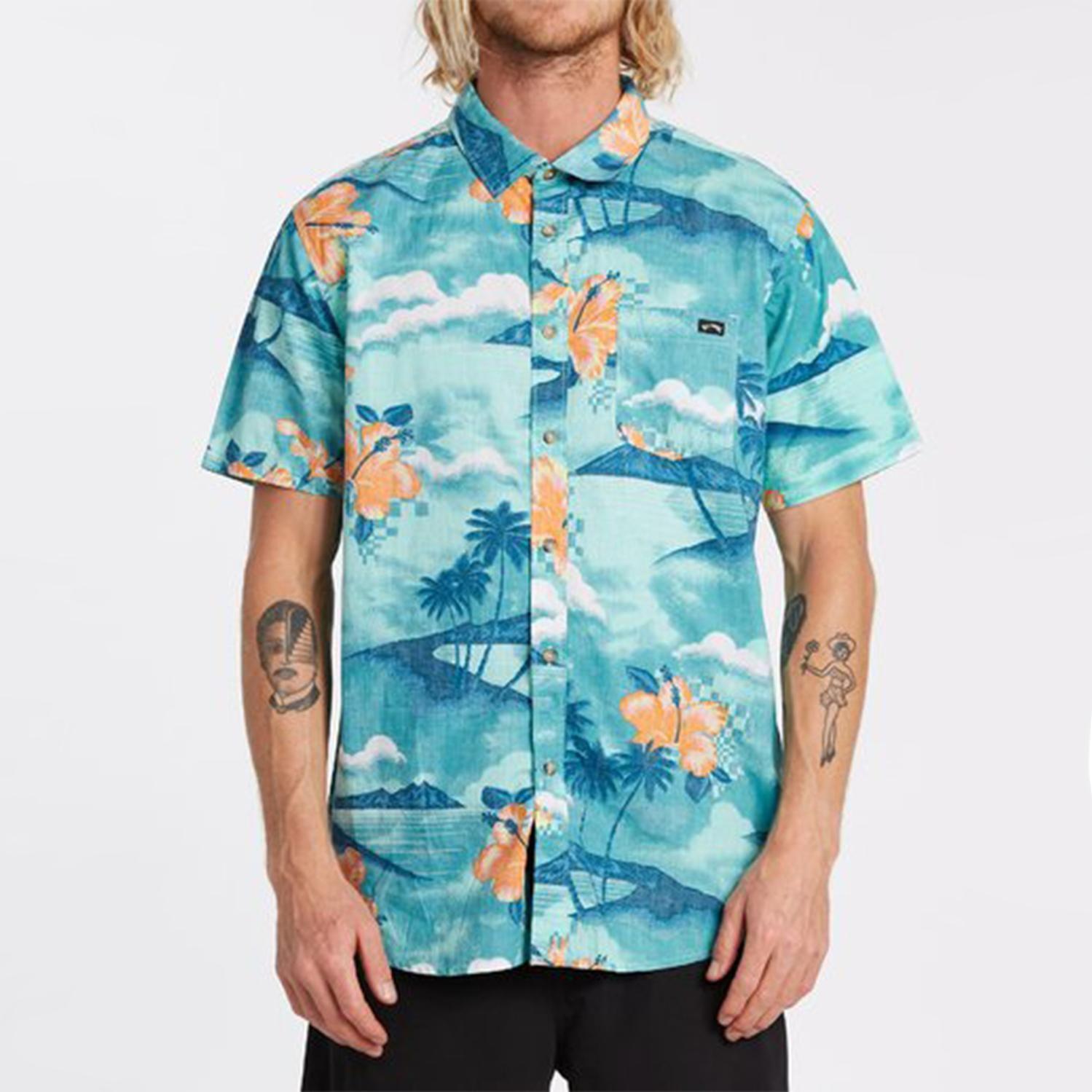 Camisa M/C  Sundays Floral Ss Turquesa Hombre-0