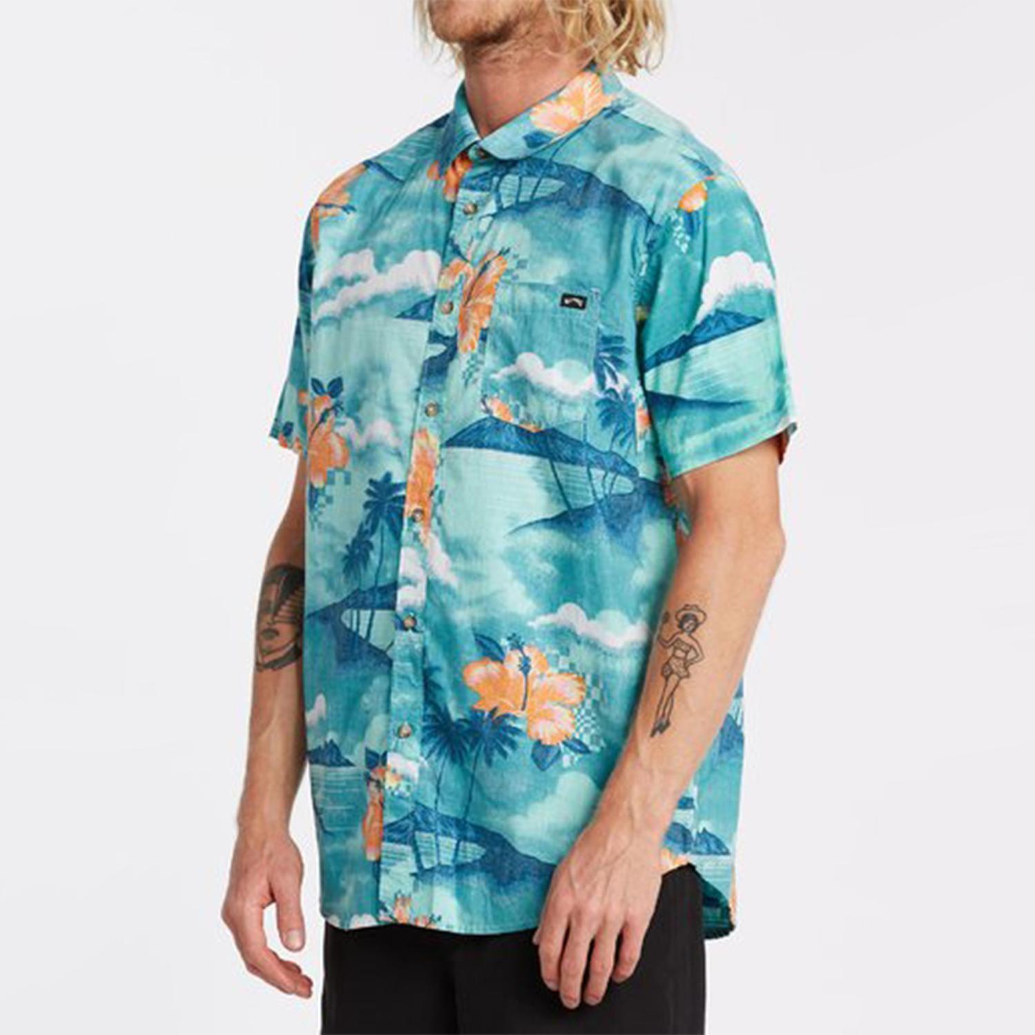 Camisa M/C  Sundays Floral Ss Turquesa Hombre-1