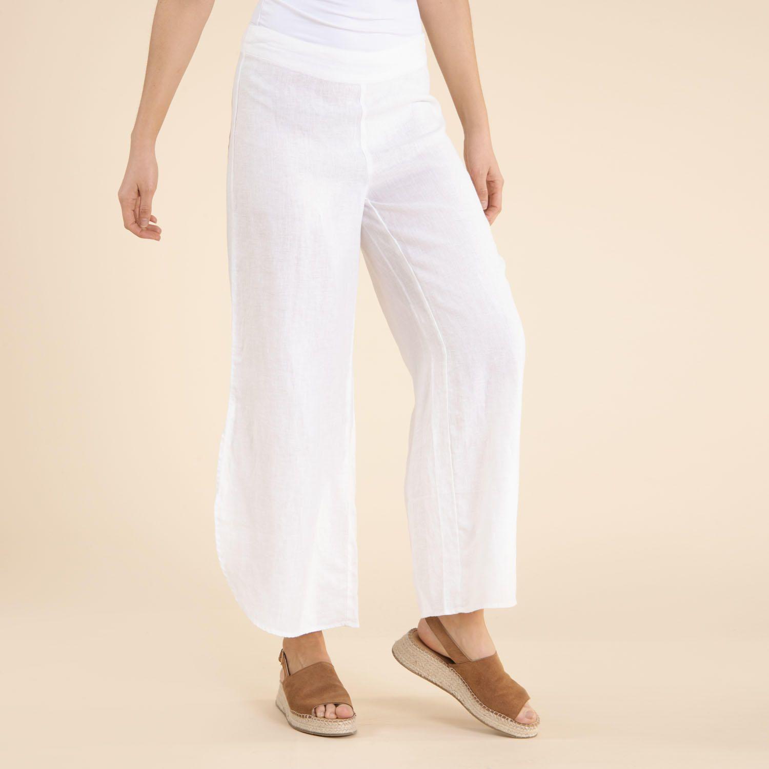 Pantalón Lino Orgánico Mujer Agra Blanco-1