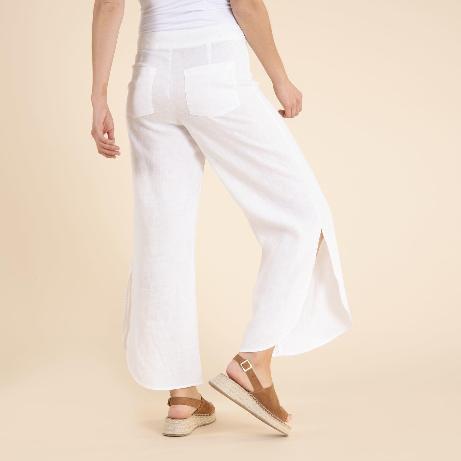 Pantalón Lino Orgánico Mujer Agra Blanco-2