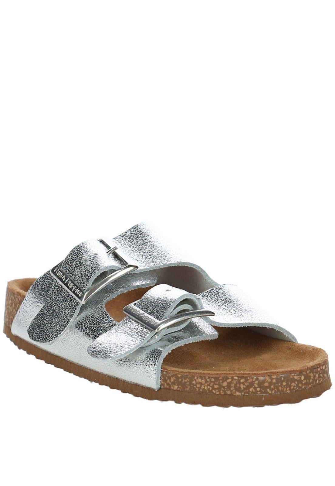 Sandalia Cuero Birke Plateado-0