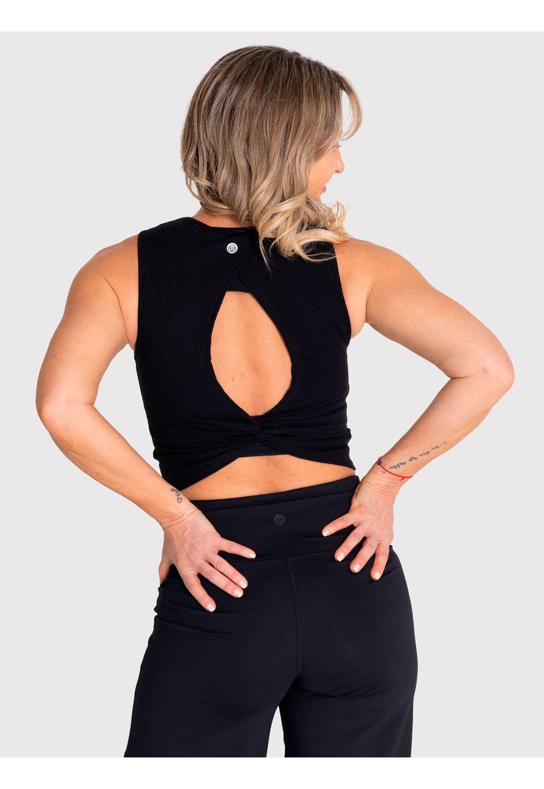Polera deportiva Mujer Tank Rib Negra-0