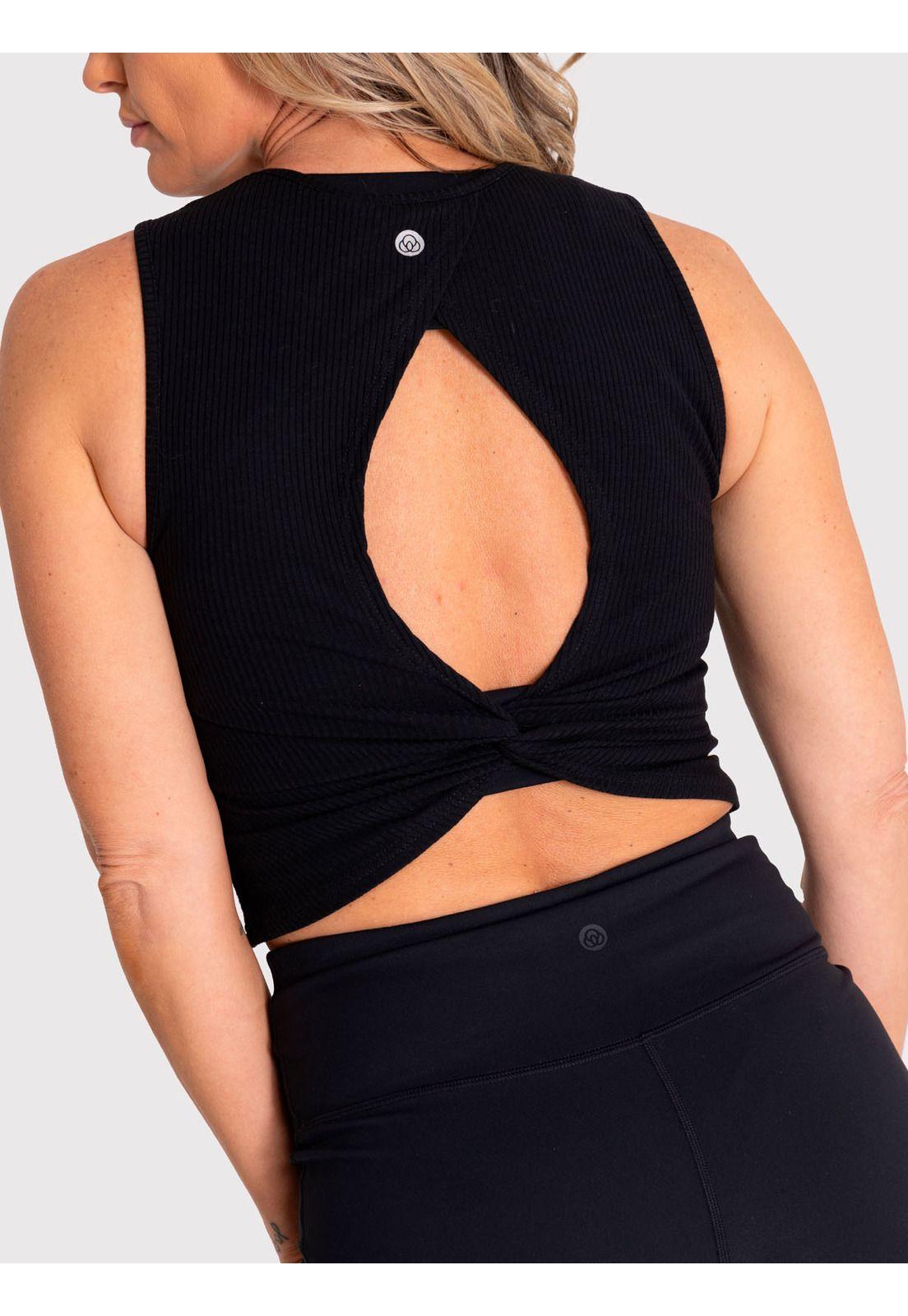 Polera deportiva Mujer Tank Rib Negra-3