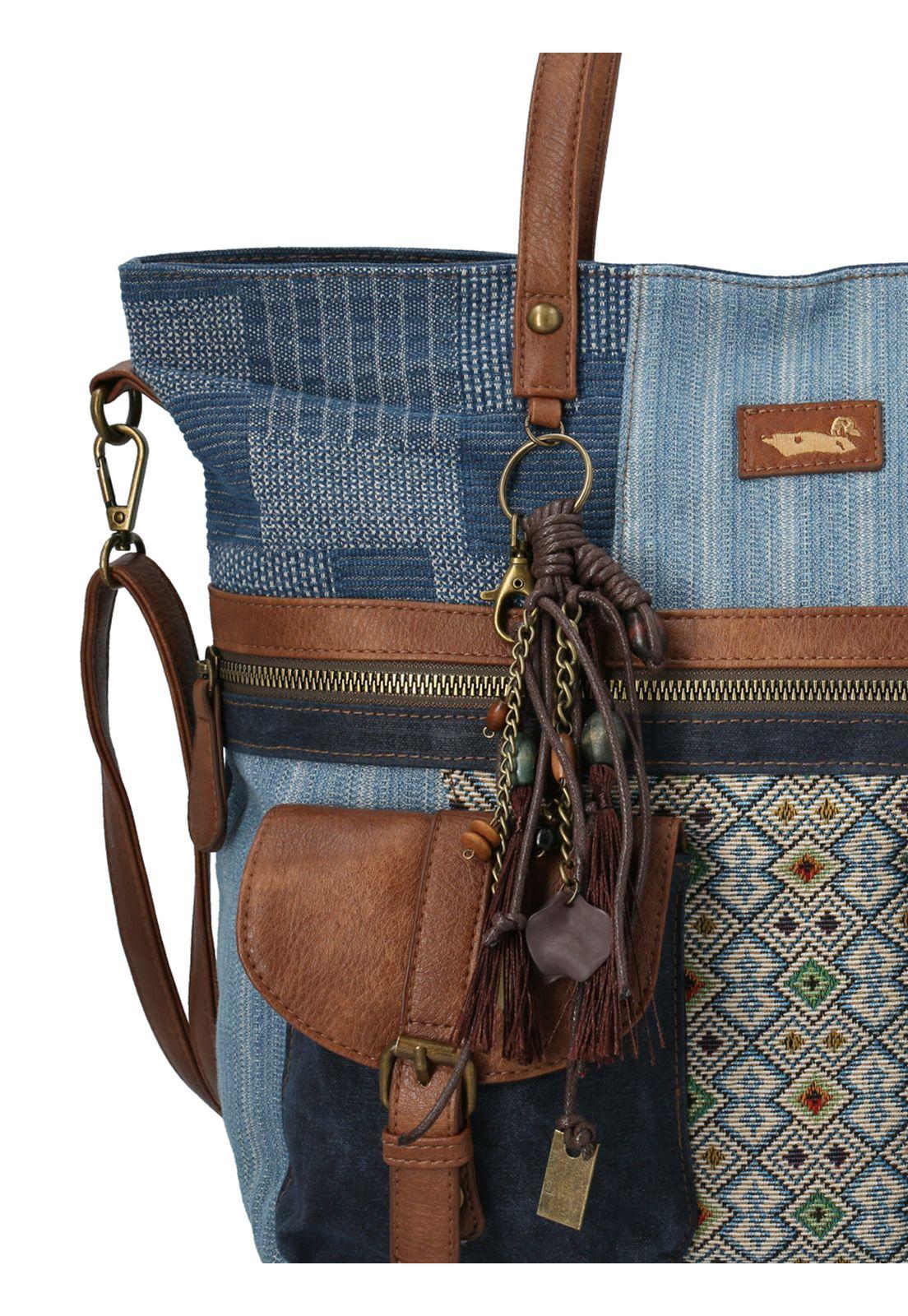 Cartera Azul Hakan Tote Mujer-3