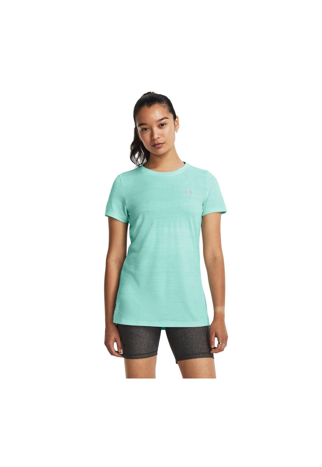 Polera UA Tech Tiger mujer Celeste-3