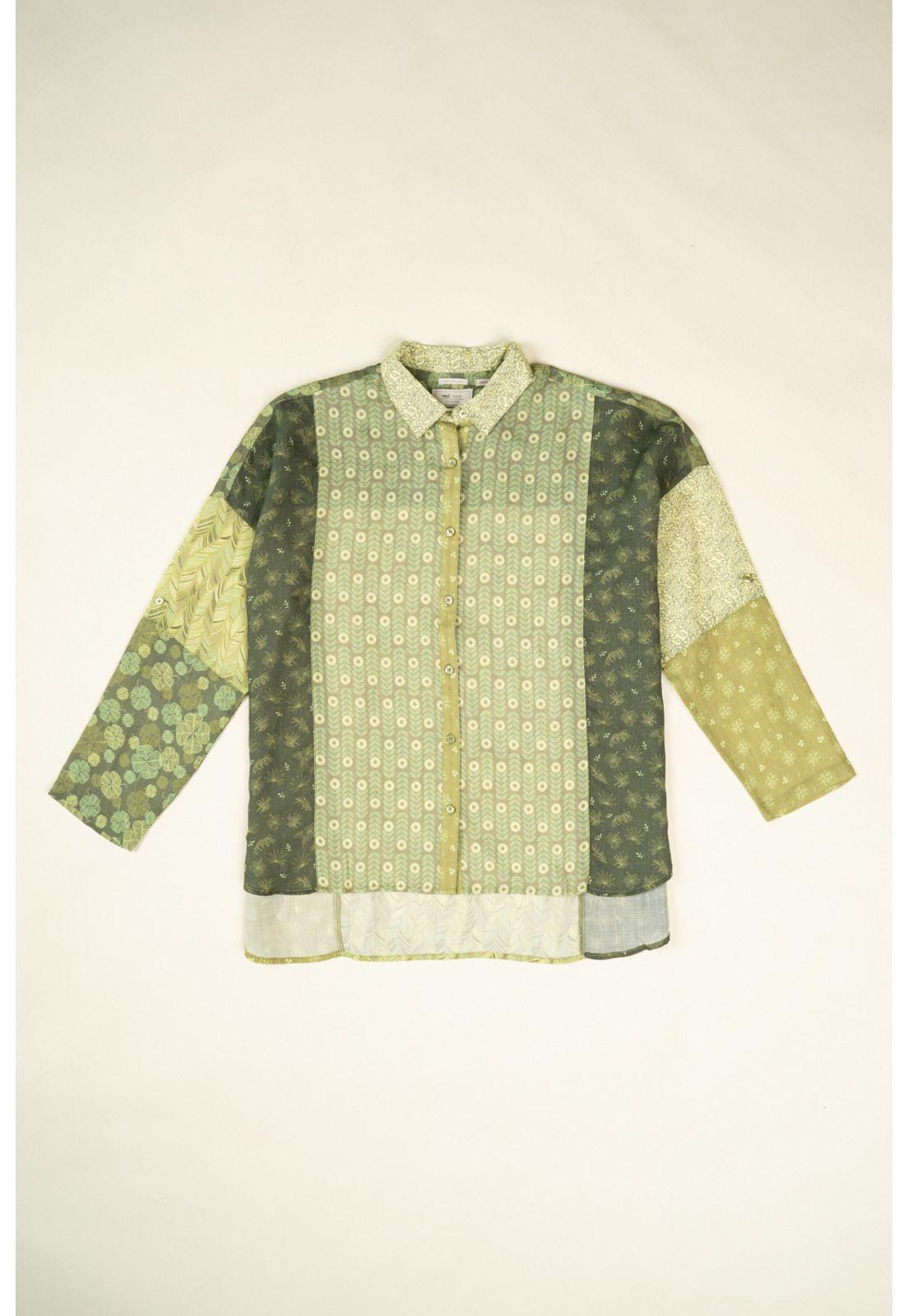 Blusa Lino Orgánico Mujer Minka Verde-1