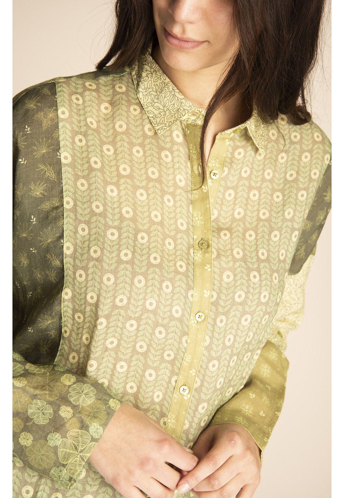 Blusa Lino Orgánico Mujer Minka Verde-4