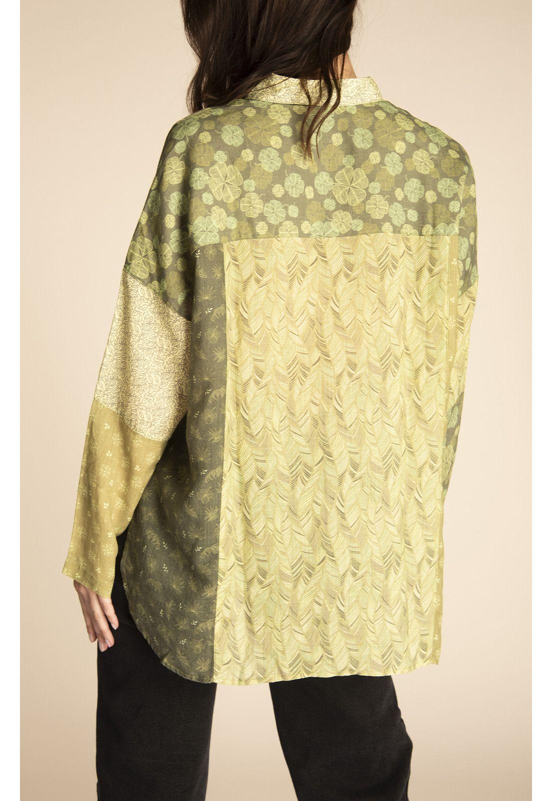 Blusa Lino Orgánico Mujer Minka Verde-7