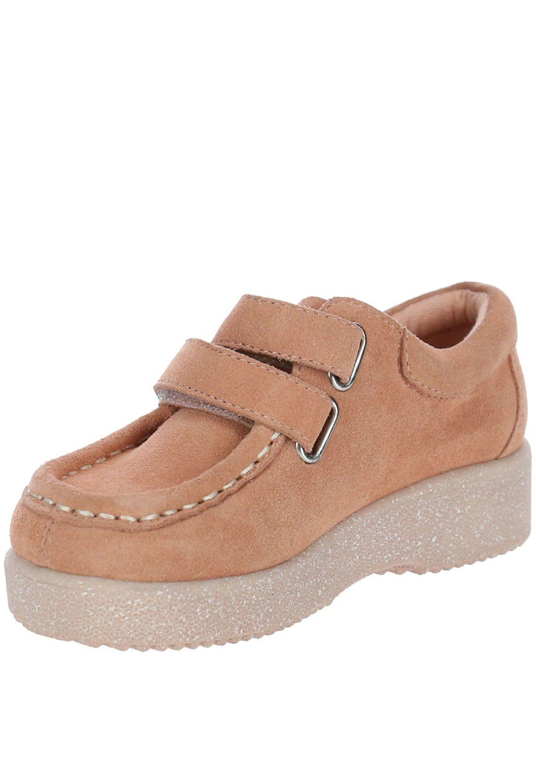 Zapato Cuero Niña Navajo Velcro Rosa-3