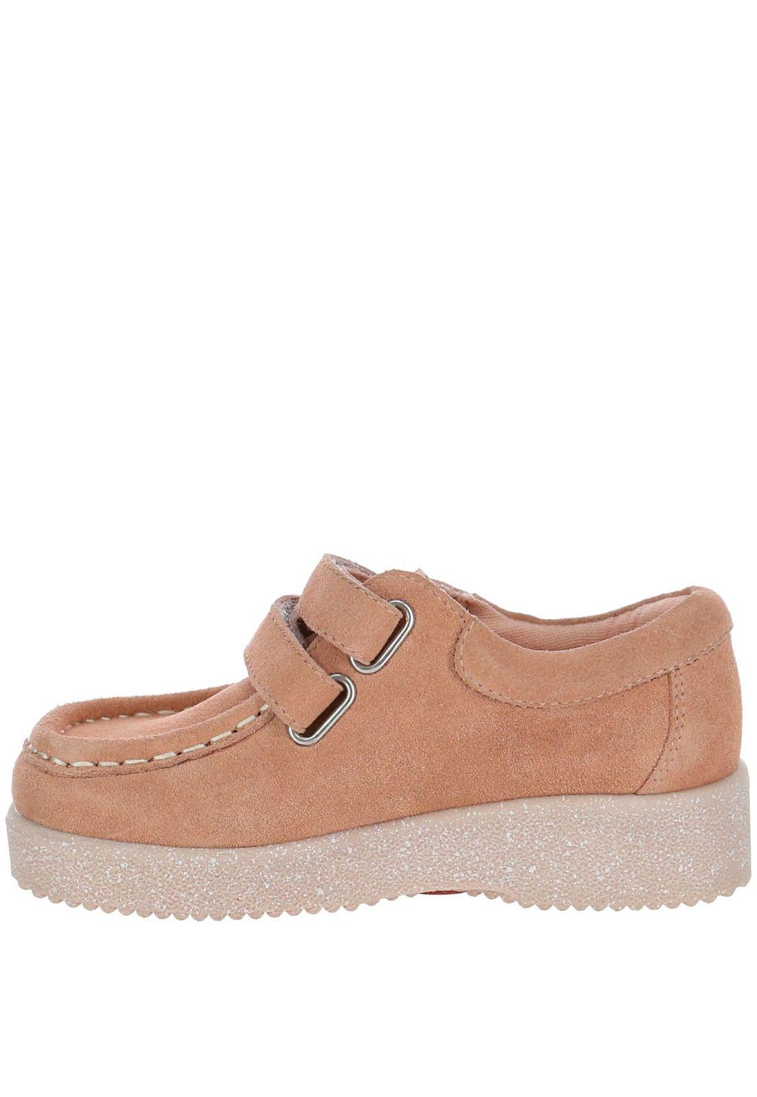 Zapato Cuero Niña Navajo Velcro Rosa-4
