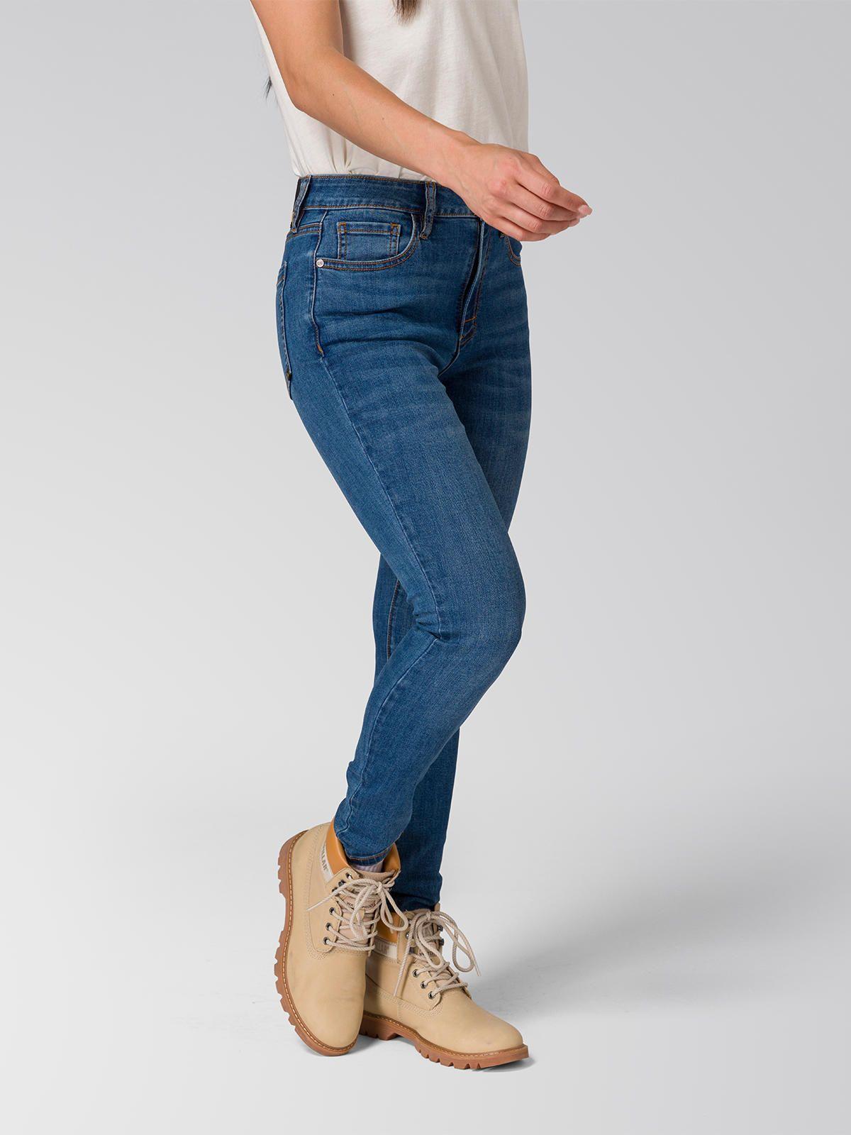 Jeans Stretch Denim Mid Rise Mujer Indigo-3
