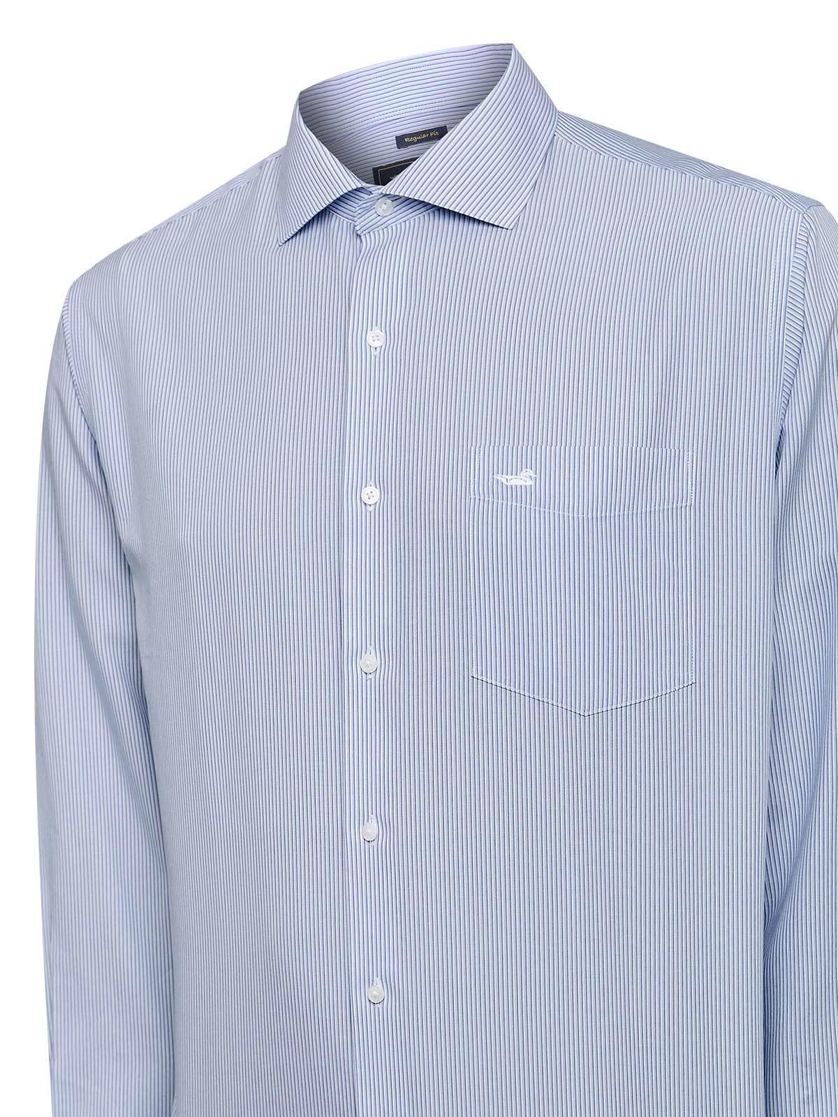 Camisa Algodón Libre de Arrugas Hombre Azul-4