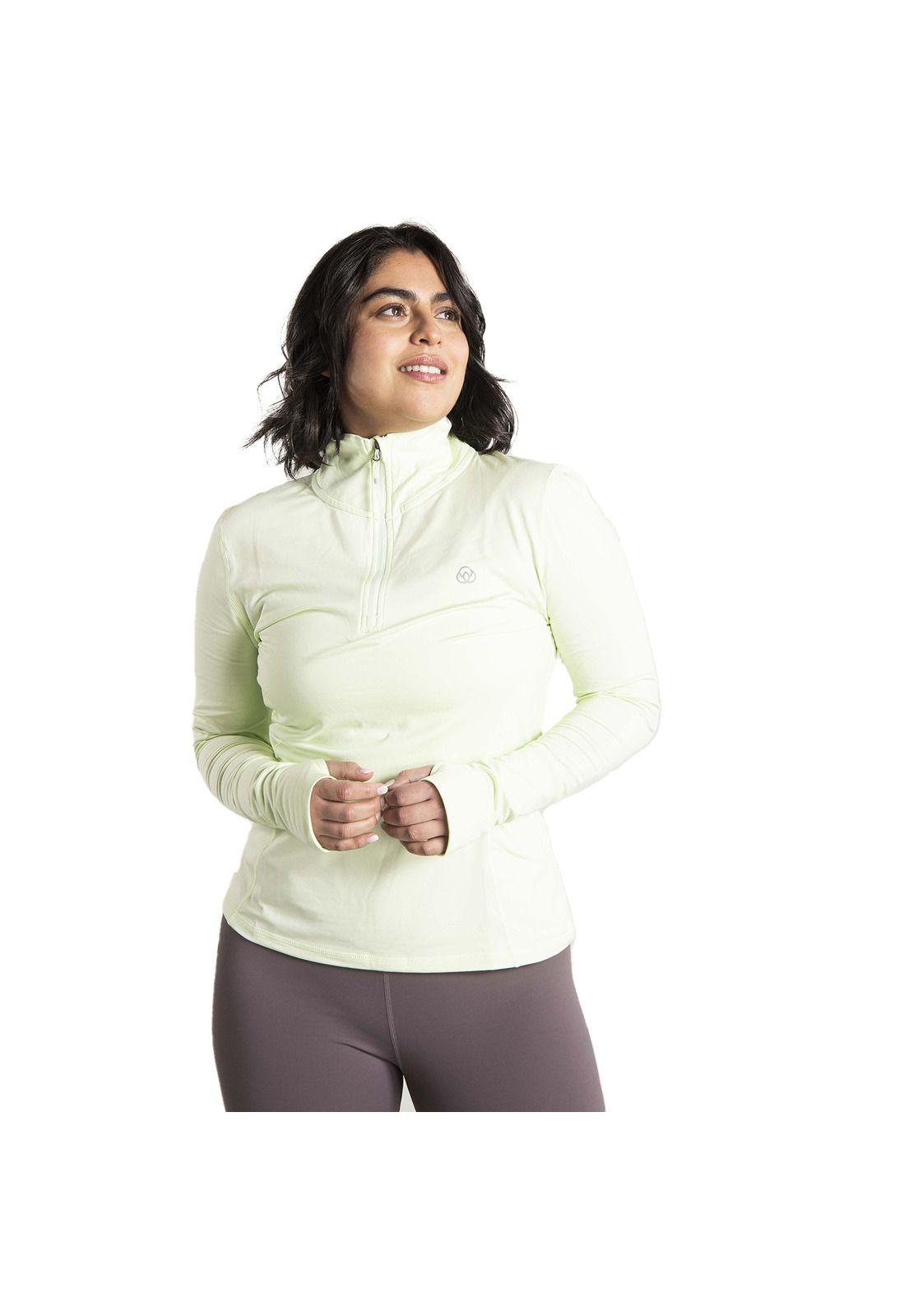 Polera Mujer Ls Half Zip Verde Manzana-0