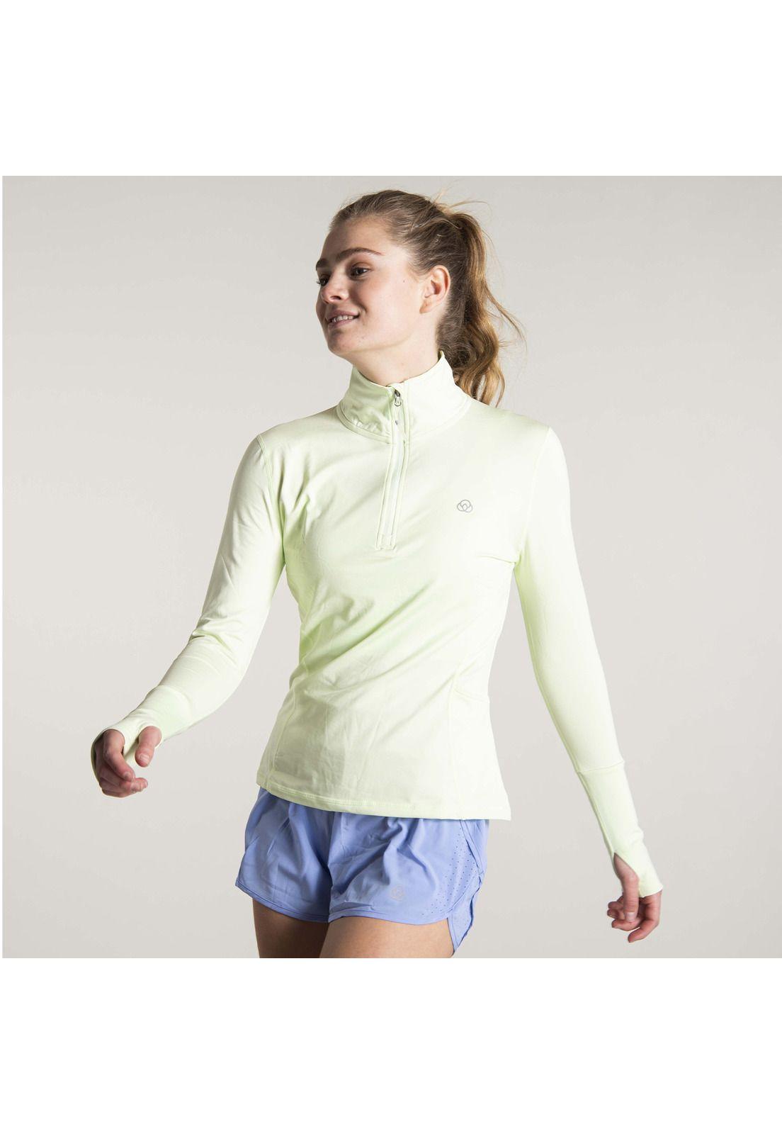 Polera Mujer Ls Half Zip Verde Manzana-4