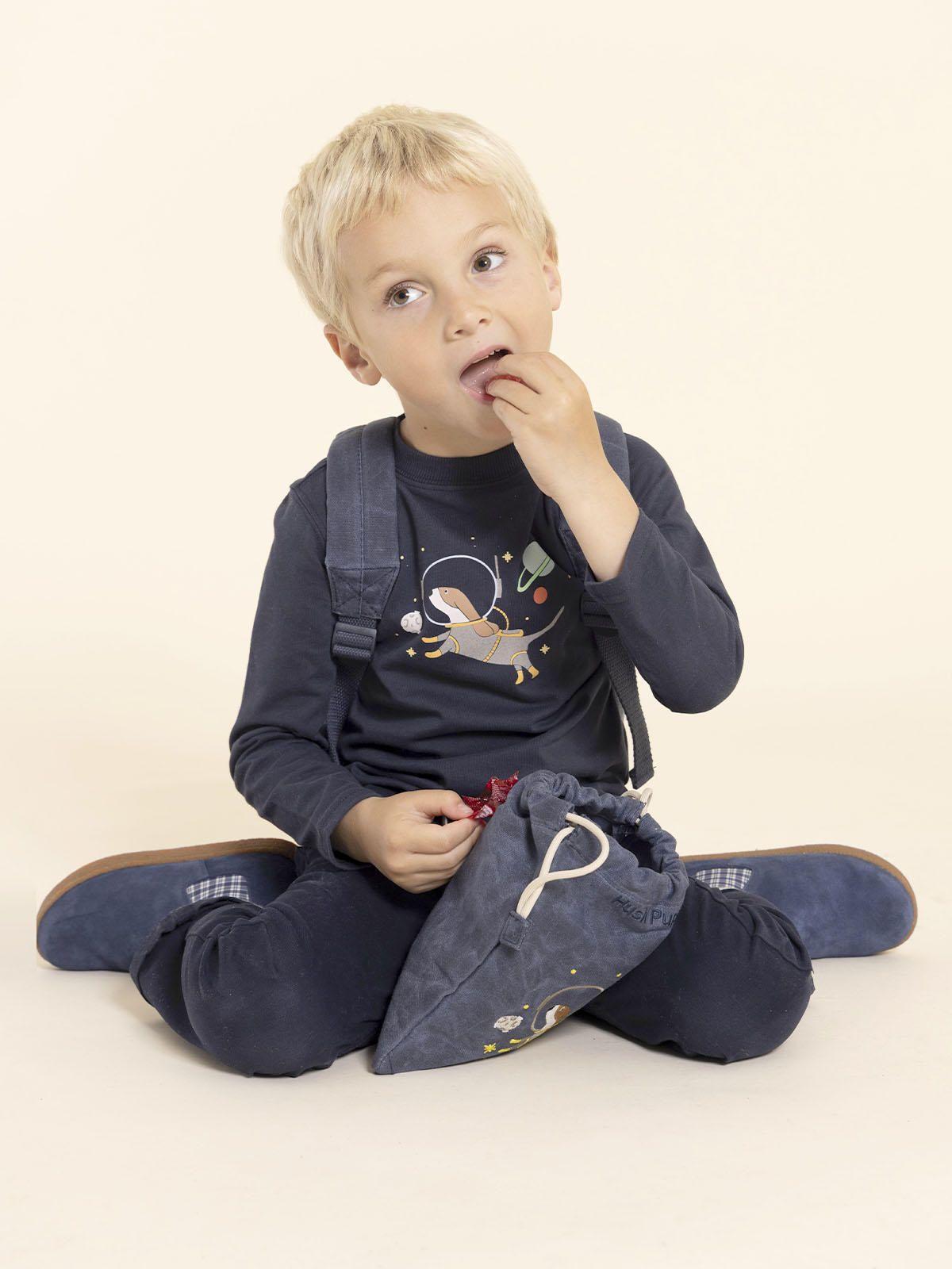 Polera Manga Larga Imagine Niño Azul-4