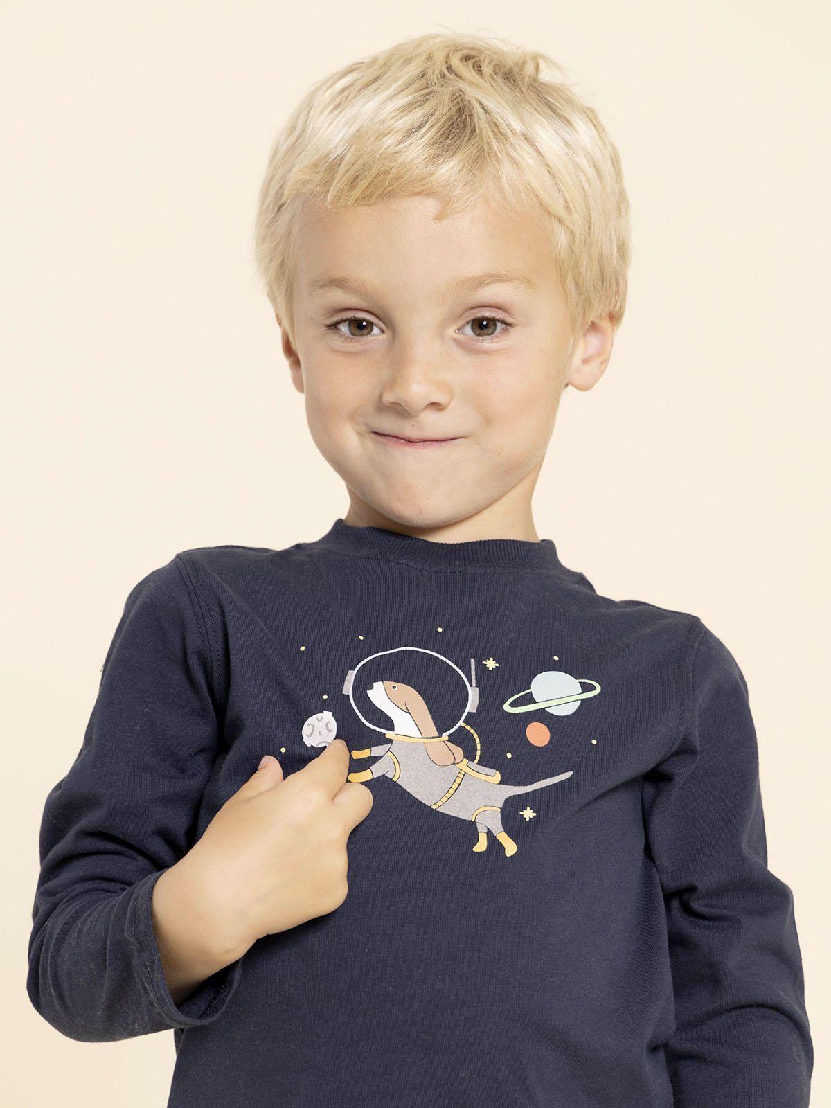 Polera Manga Larga Imagine Niño Azul-1