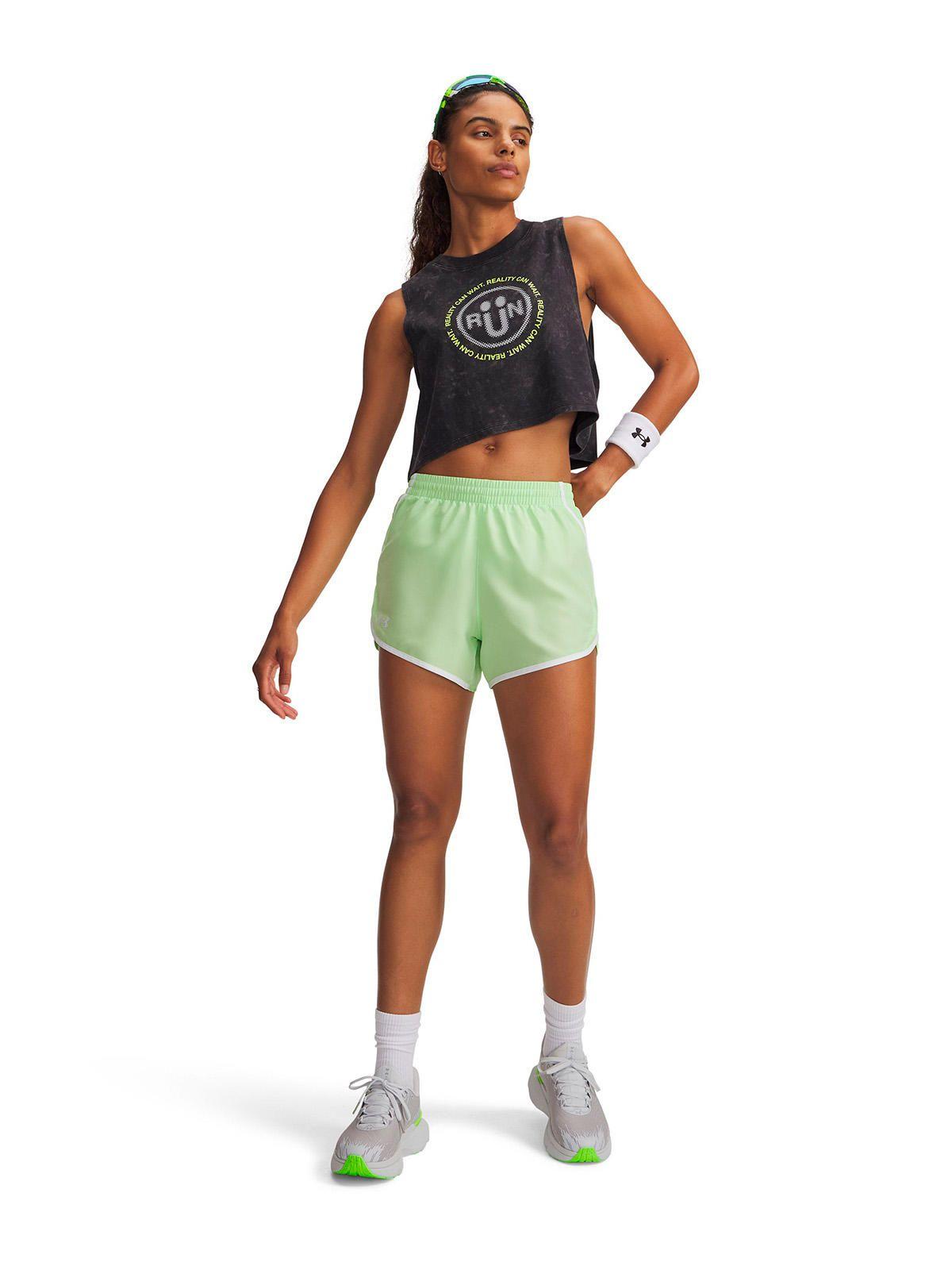 Short UA Fly-By 3" Verde Mujer-3