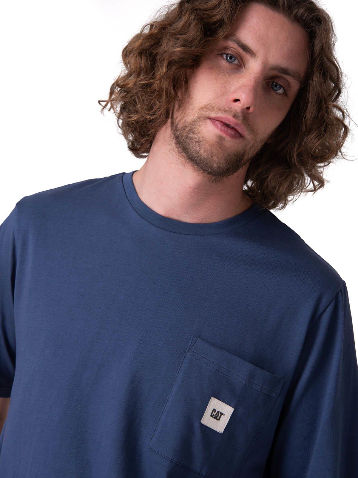 Polera Manga Corta Solid Pocket Label T Hombre Azul-3