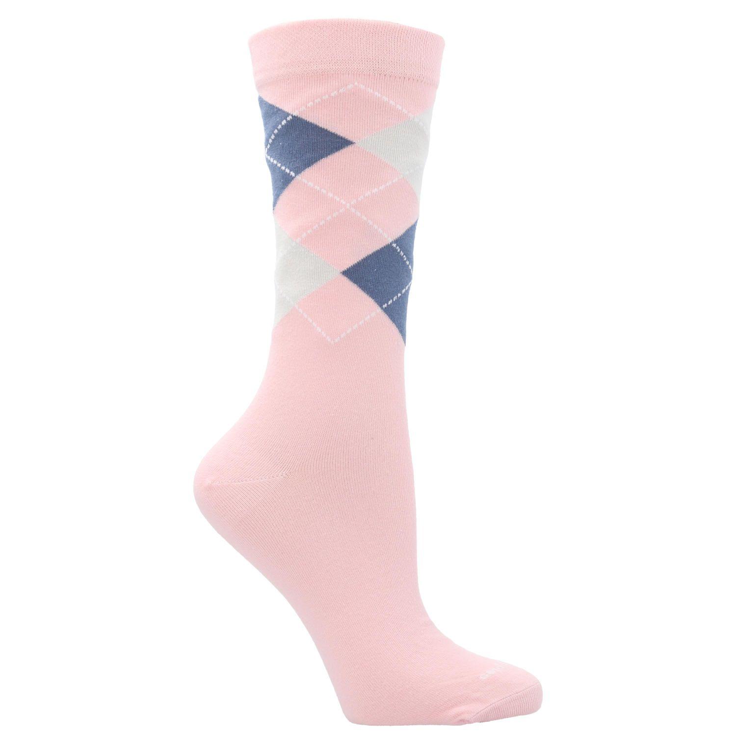 Calcetín Algodón Mujer Cuff Argyle Rosado-0
