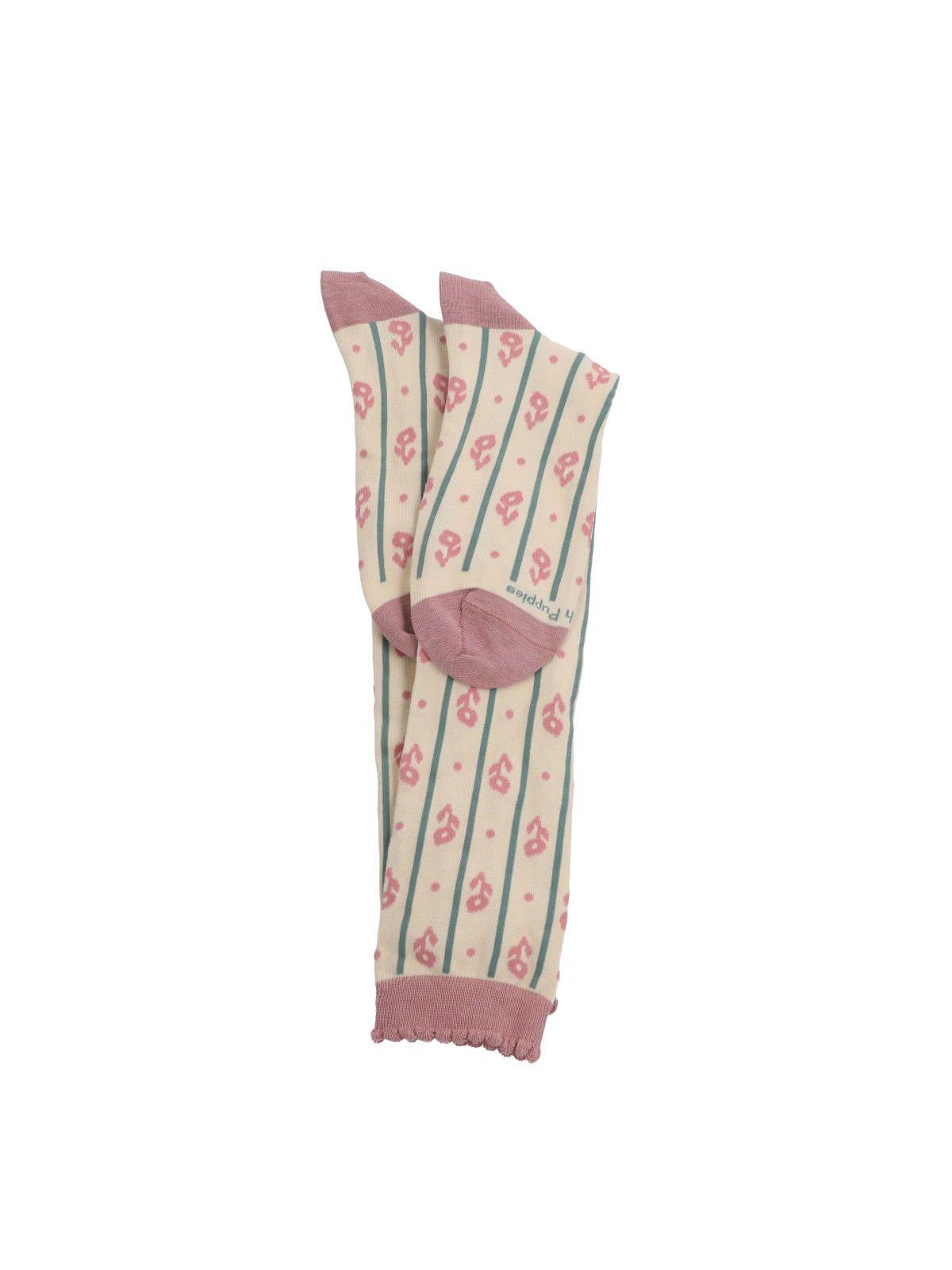 Calcetín Algodón Mujer Kh St Flower Crema-2