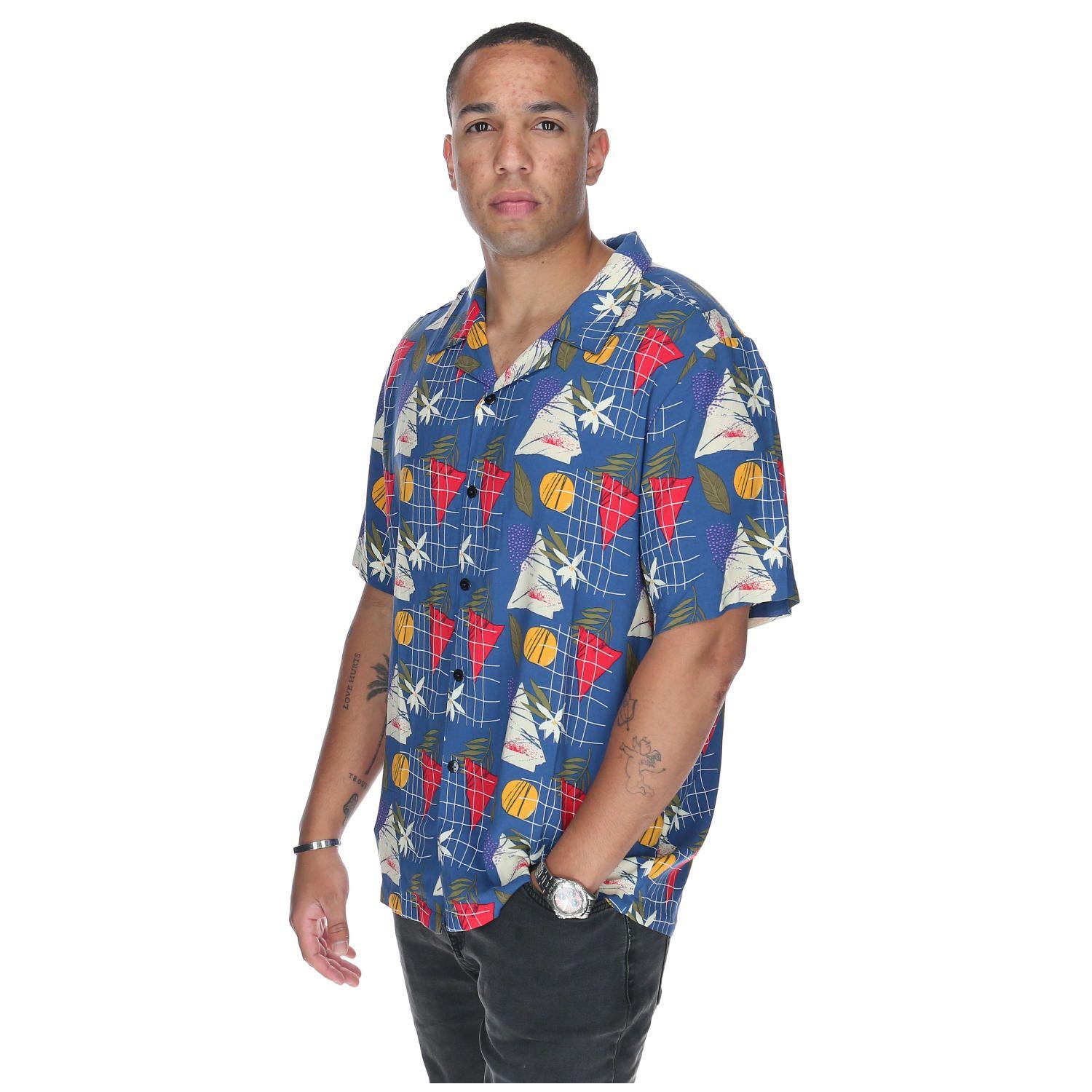 Camisa M/C Hombre Tropical Geometry Azul-1