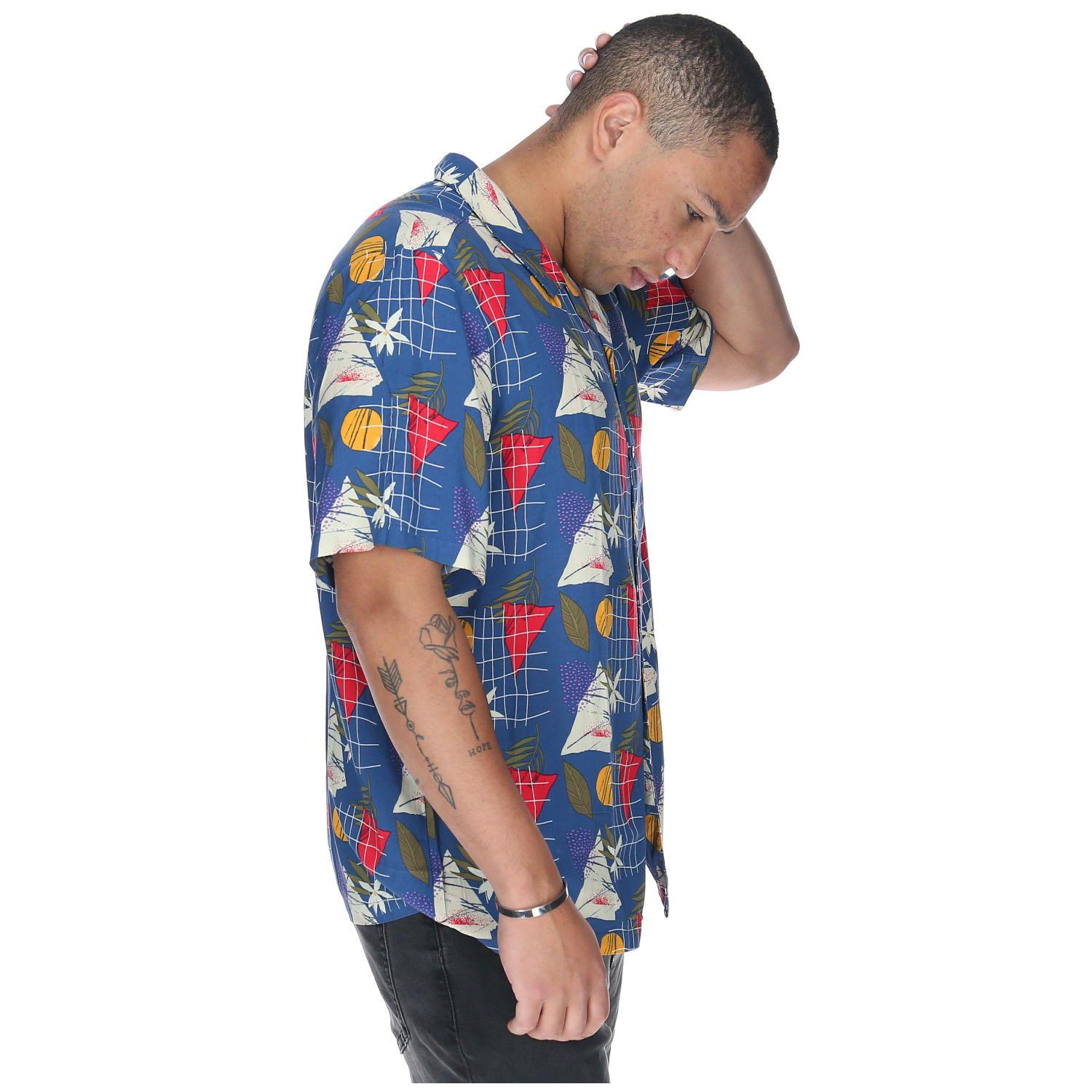 Camisa M/C Hombre Tropical Geometry Azul-4