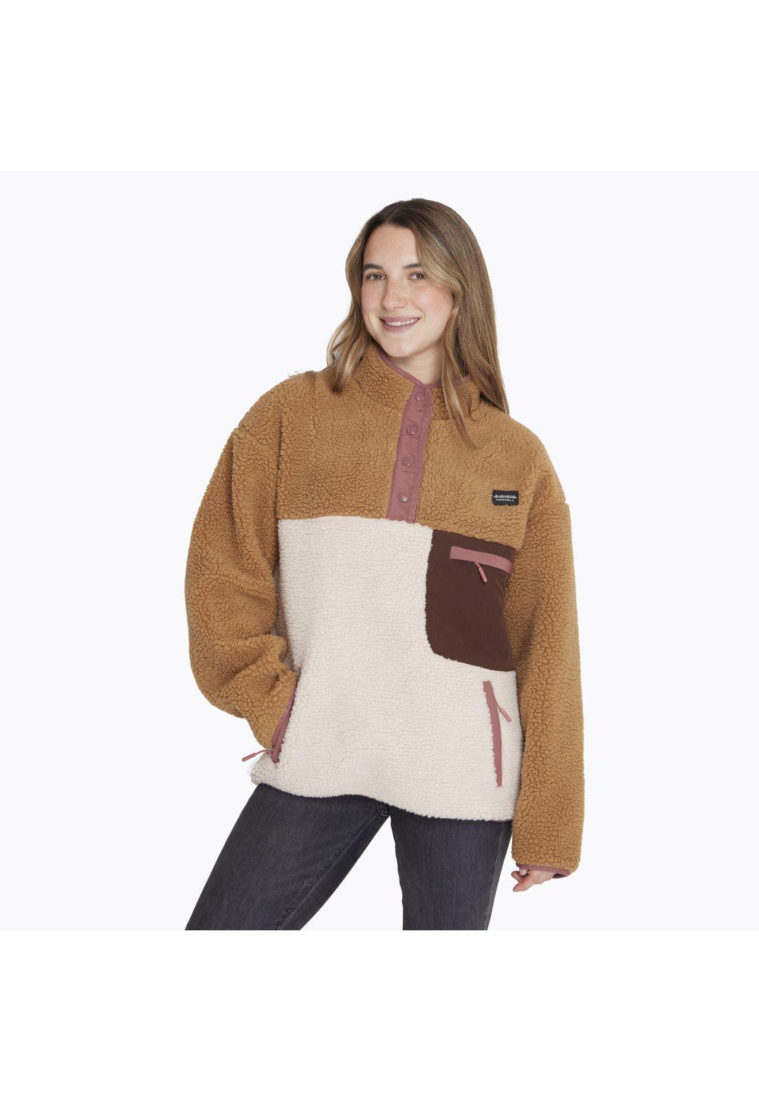 Polar Half Zipper Sherpa Café Mujer-0