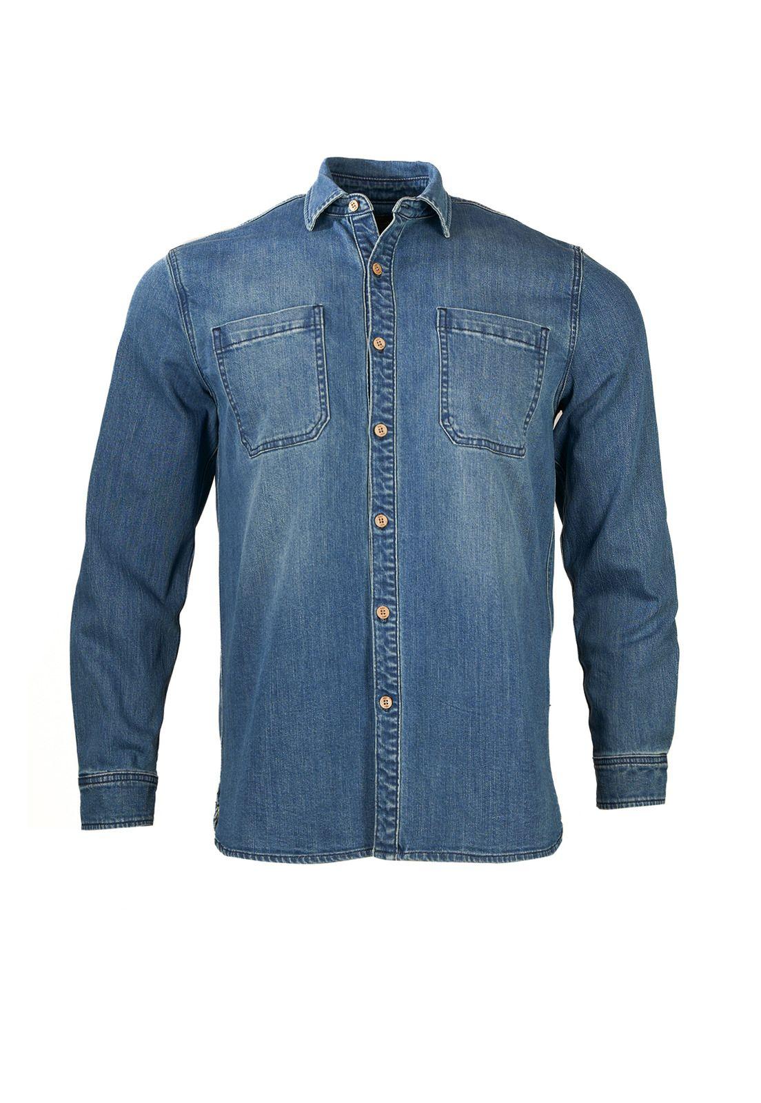 Camisa Algodón Orgánico Hombre Denim Azul-0