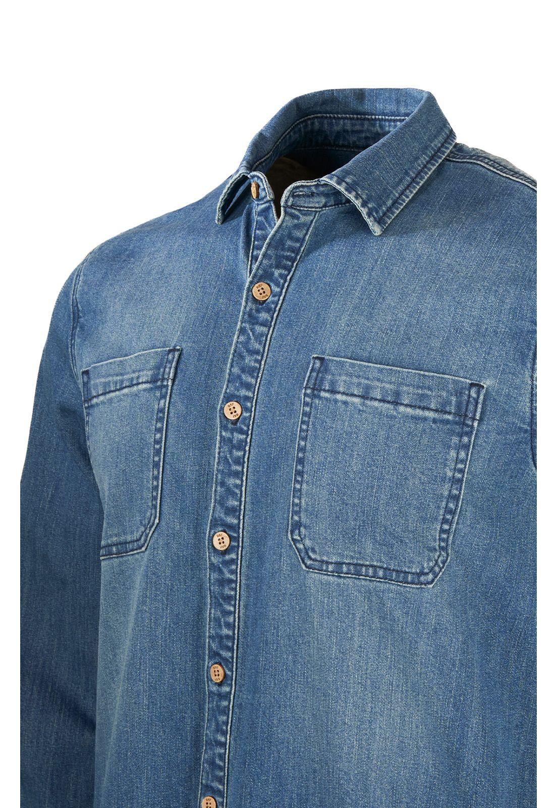 Camisa Algodón Orgánico Hombre Denim Azul-3
