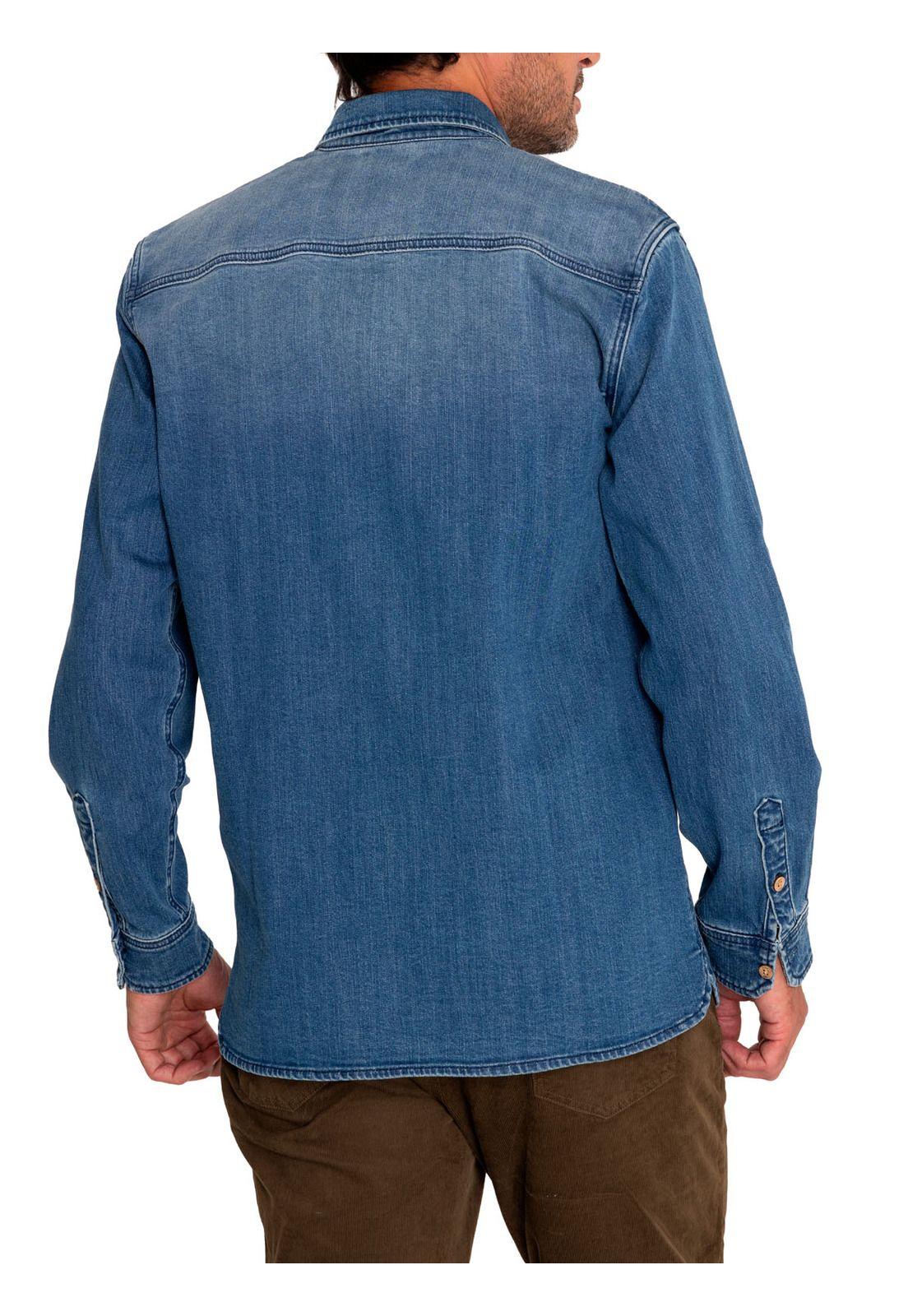 Camisa Algodón Orgánico Hombre Denim Azul-6