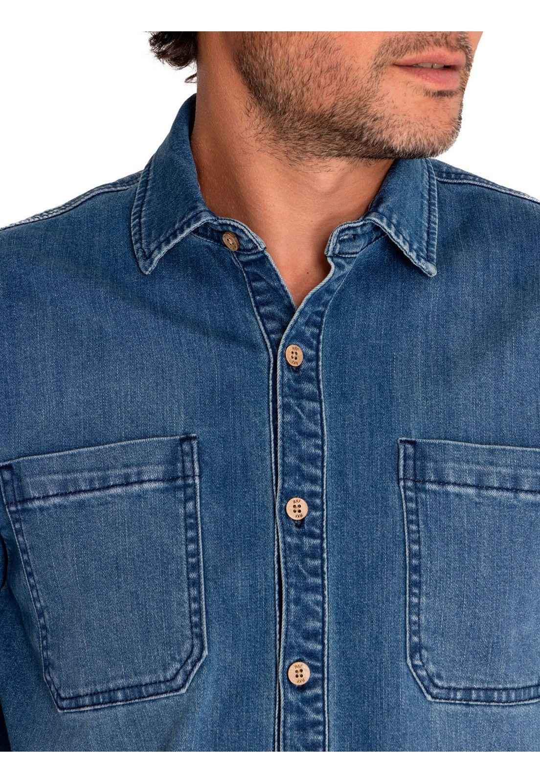 Camisa Algodón Orgánico Hombre Denim Azul-7