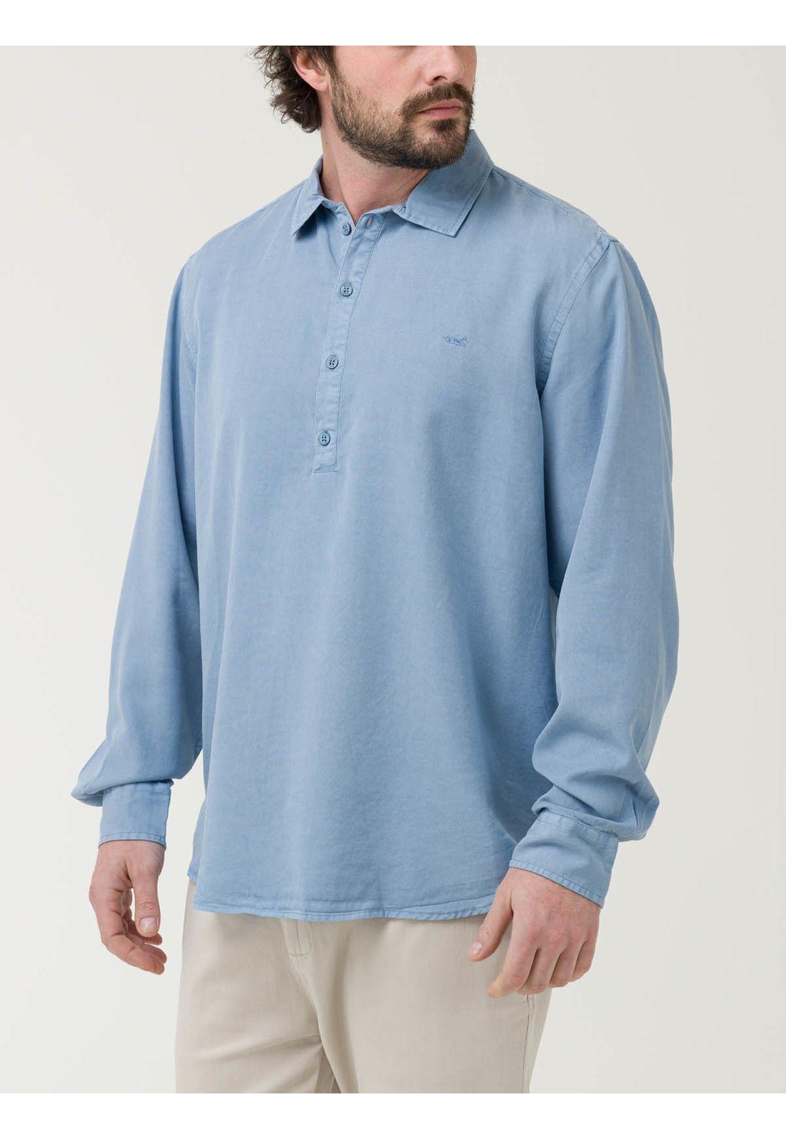 Camisa Tencel Hombre Tencelhalf Azul-5