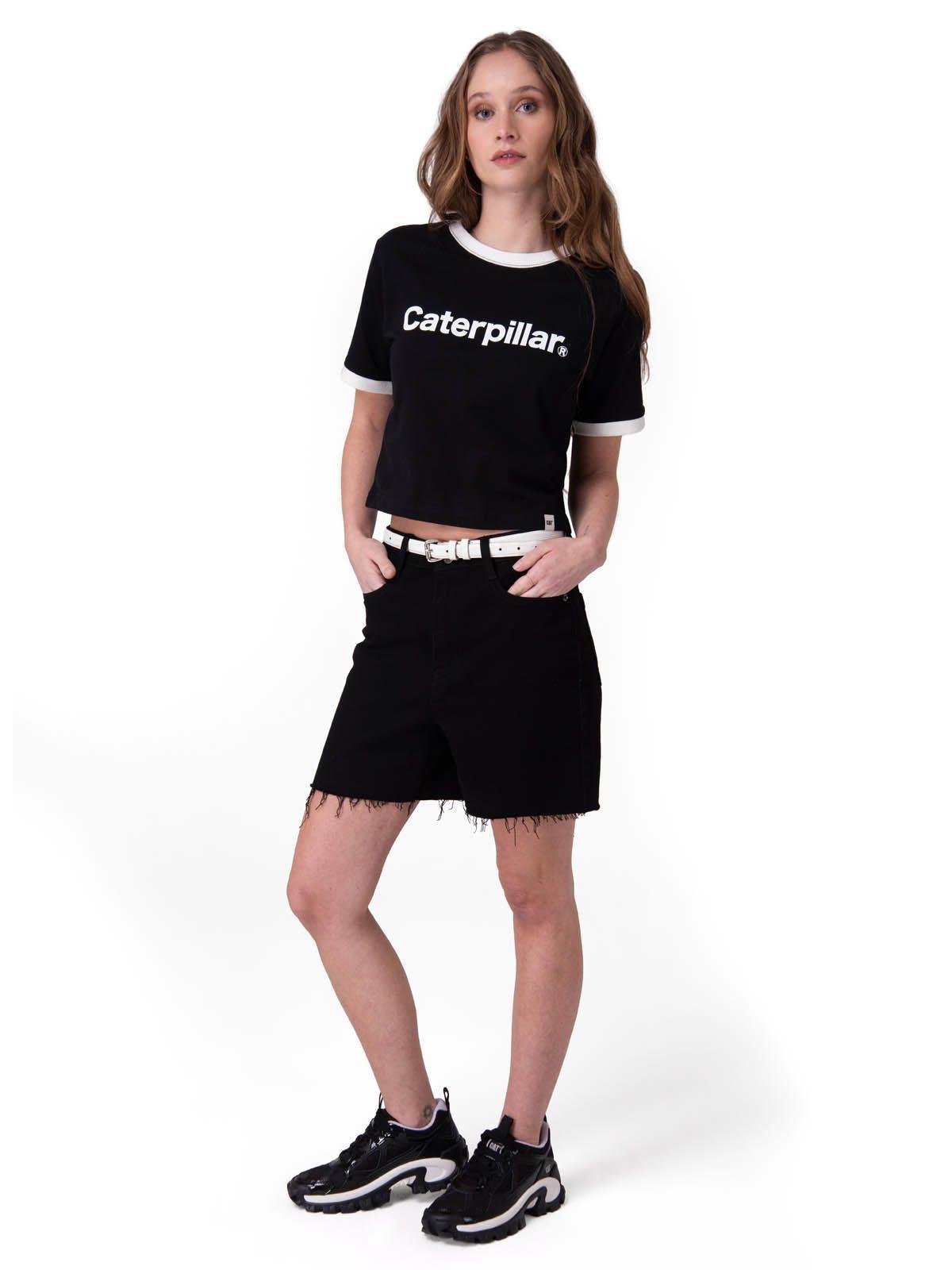 Short Denim High Rise Cowb Mujer Negro Caterpillar | Paris.cl