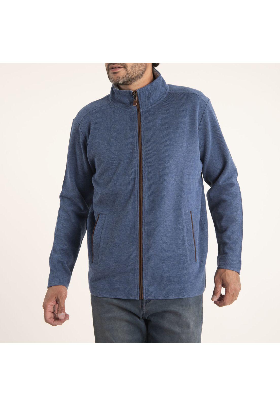 Poleron Hombre Algodón Org Doble Full Azul-1