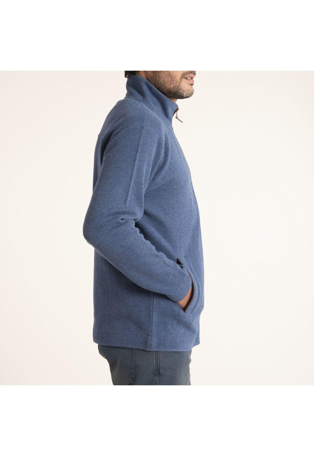 Poleron Hombre Algodón Org Doble Full Azul-2